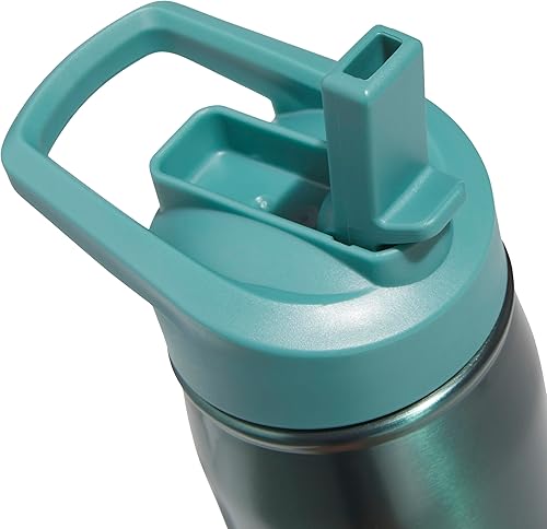 Miniatura 5 de adidas Stainless Steel Metal Water Bottle 20 oz (600 mL) Straw Lid Preloved Teal Green/Powder Teal Green,3 Bar Toss Negro-Rosa Claro/Negro/Rosa