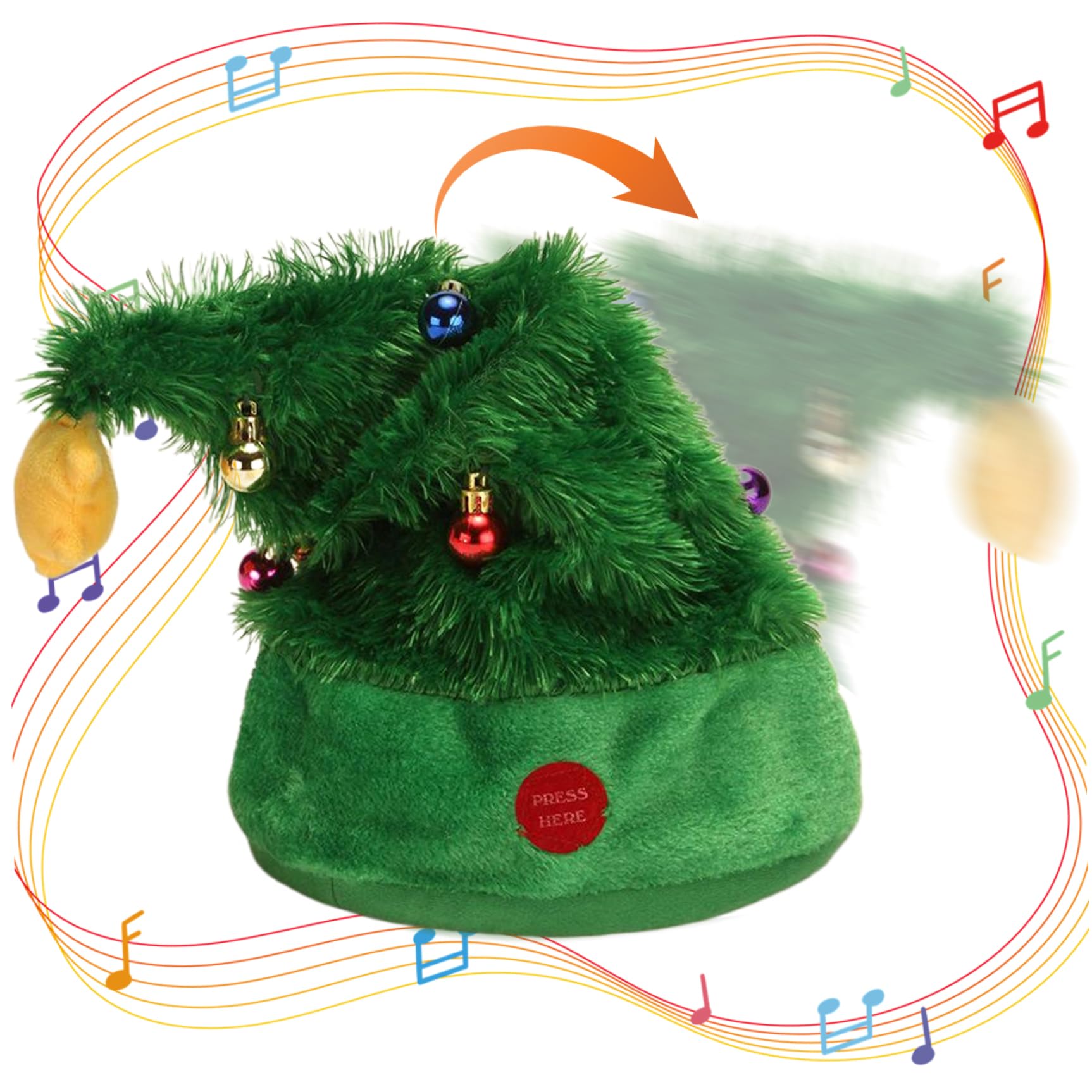 NIDONE Sombrero eléctrico de Navidad para cantar y bailar, gorro navideño de Papá Noel, interactivo, bonito y cómodo para accesorios de disfraces de fiesta de carnaval