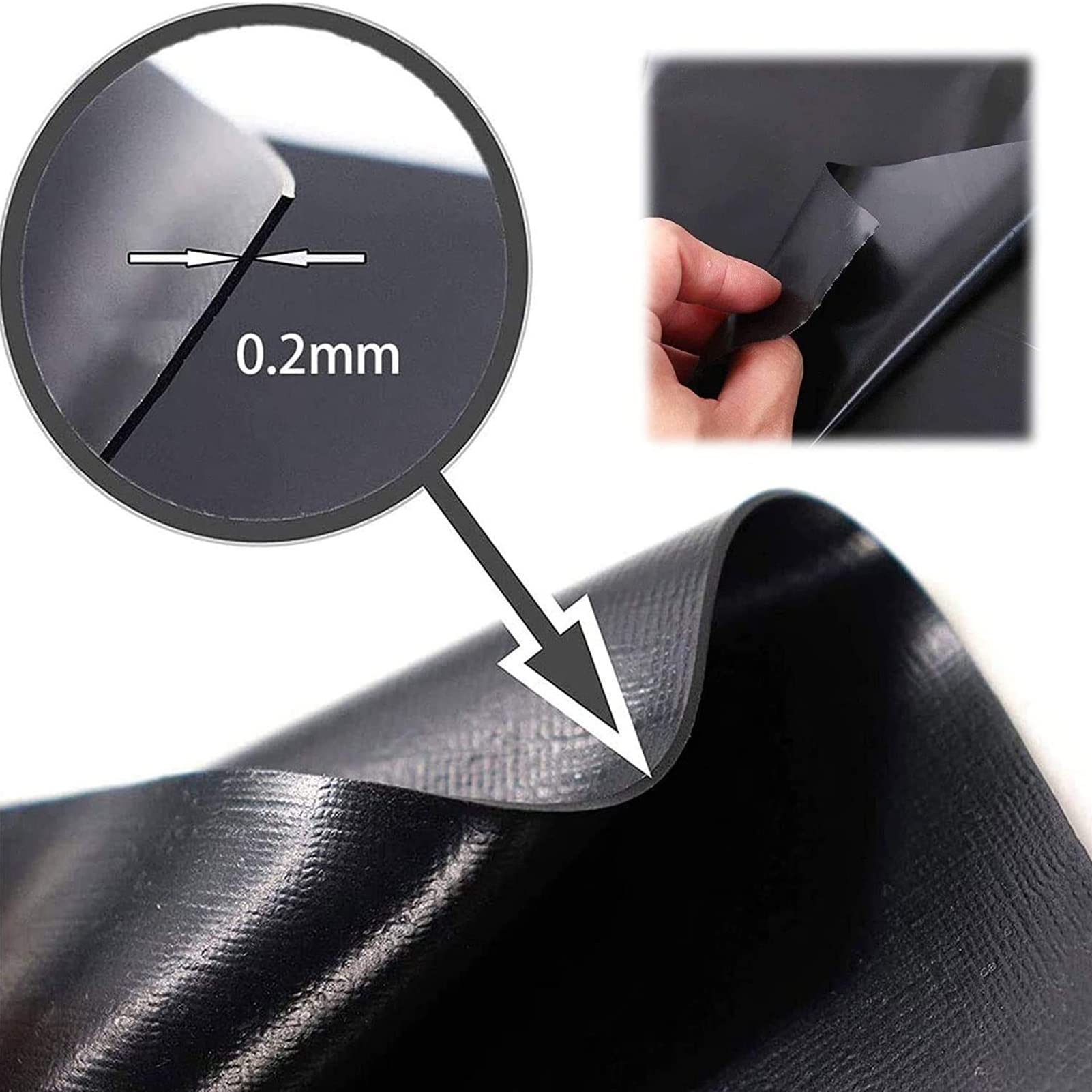 Gartenteichfolie Teichfolie HDPE 0,2mm Teichplan für Fischteiche, Gartenbrunnen, Miniteich, Wasserfälle Und Wassergärten, Schwarz, 60 Größen (Farbe : Schwarz, Größe : 3mx5m)