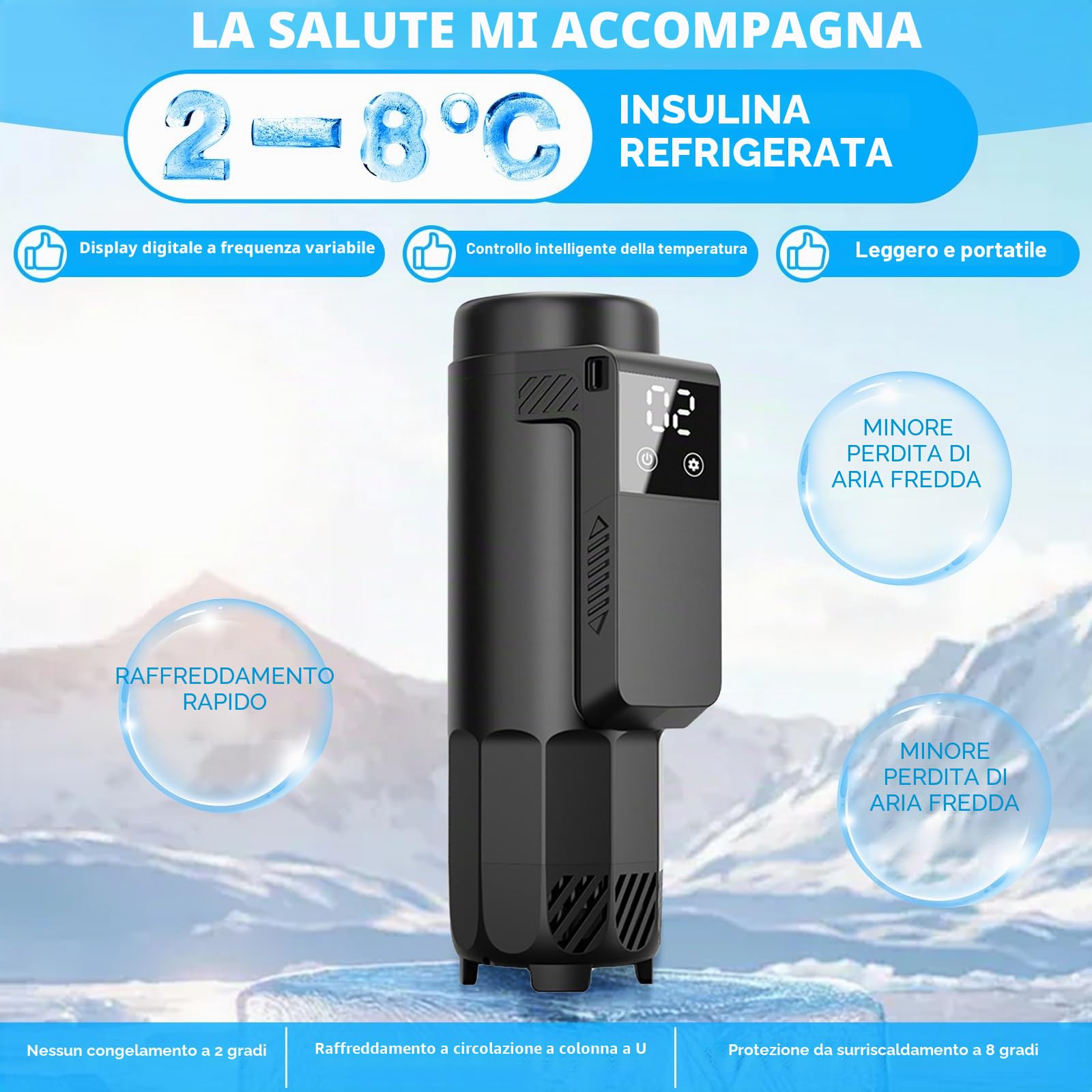 Custodia refrigerante elettrica per insulina, raffreddatore per penne | insuliniche da viaggio, 0-18℃, borsa frigo per medicinali da viaggio, borsa refrigerante USB per insulina, borsa frigo