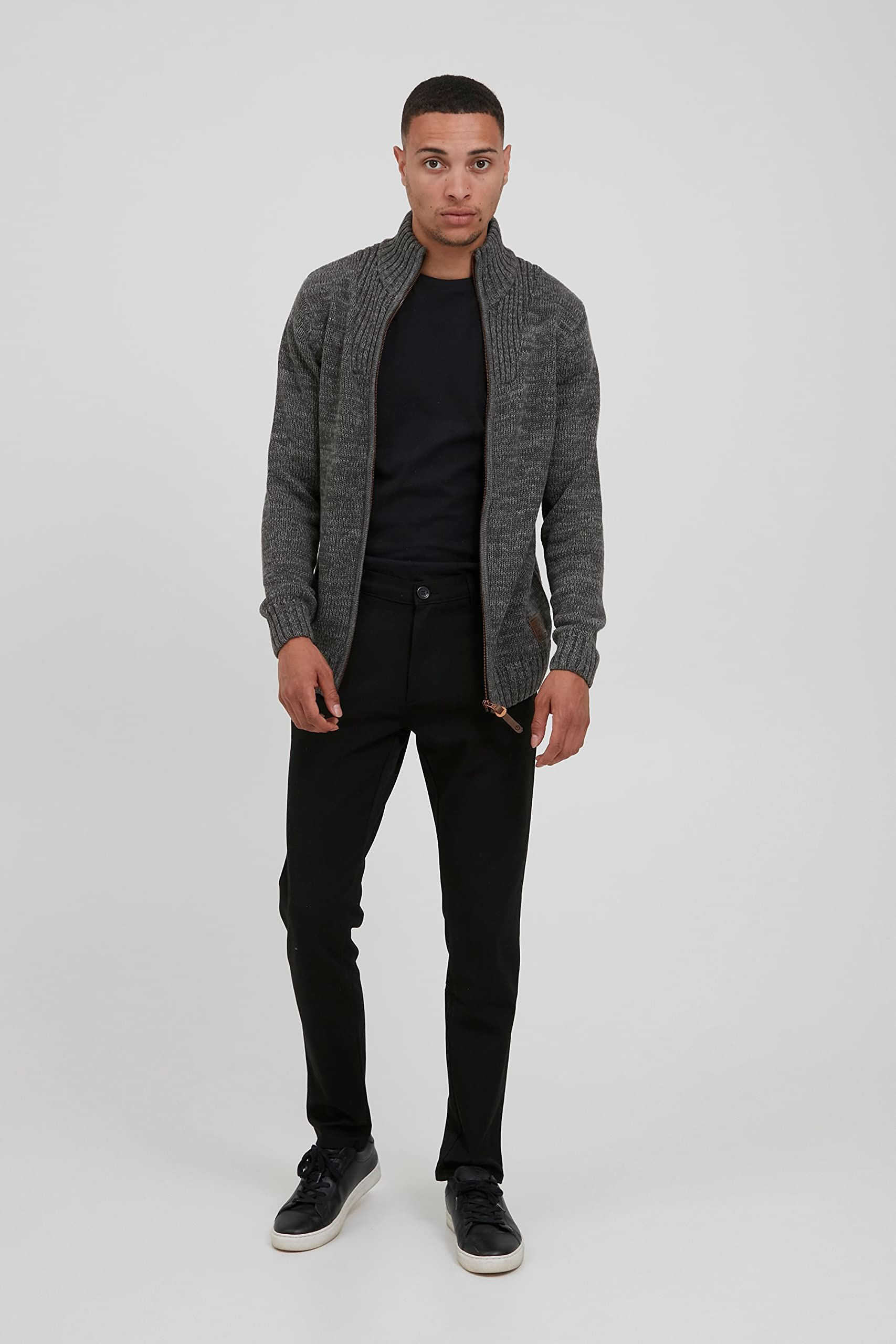 !Solid SDPomeroy Herren Strickjacke Cardigan Grobstrick Pullover mit Stehkragen Reißverschluss 100% Baumwolle Regular fit