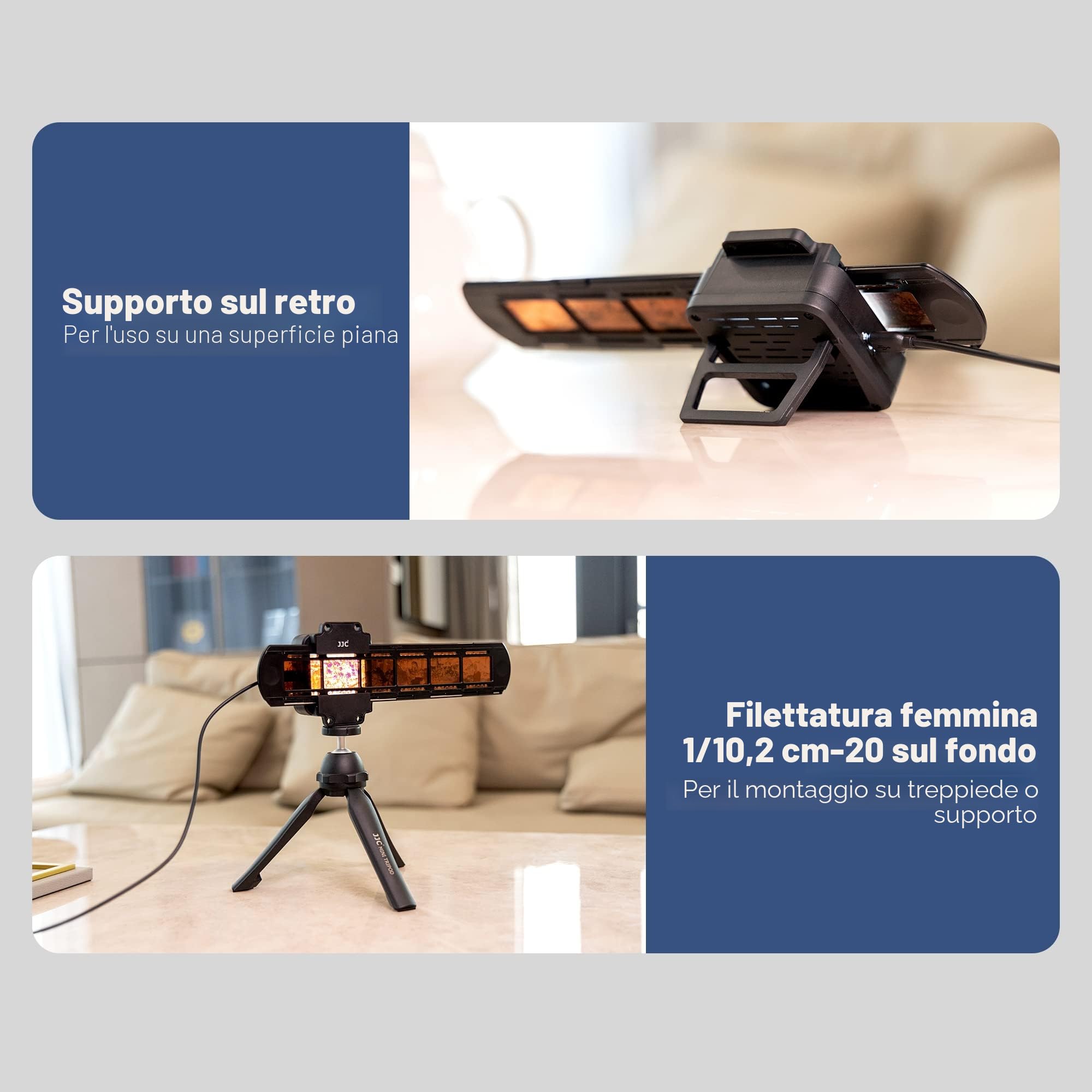 JJC Adattatore per Digitalizzazione di Pellicole con Set di luci a LED Converti Pellicola Negativa da 35 mm e Diapositiva in JPEG Digitale, Lampada LED USB a 10 Livelli di Luminosità