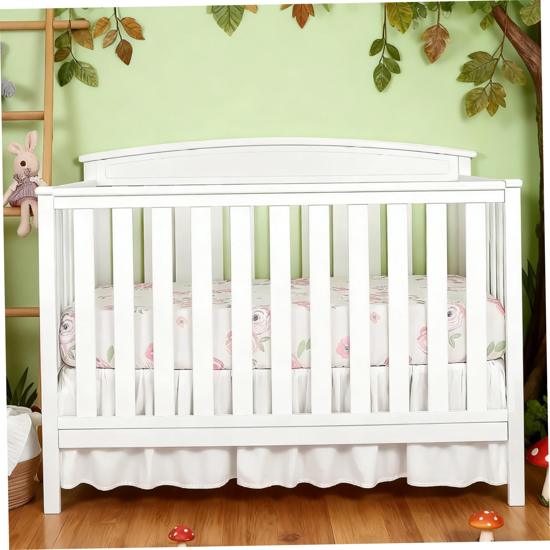 Jupes de lit de Berceau Blanches, Jupe literie pour bébés Filles ou garçons, 28x52x14 Pouces