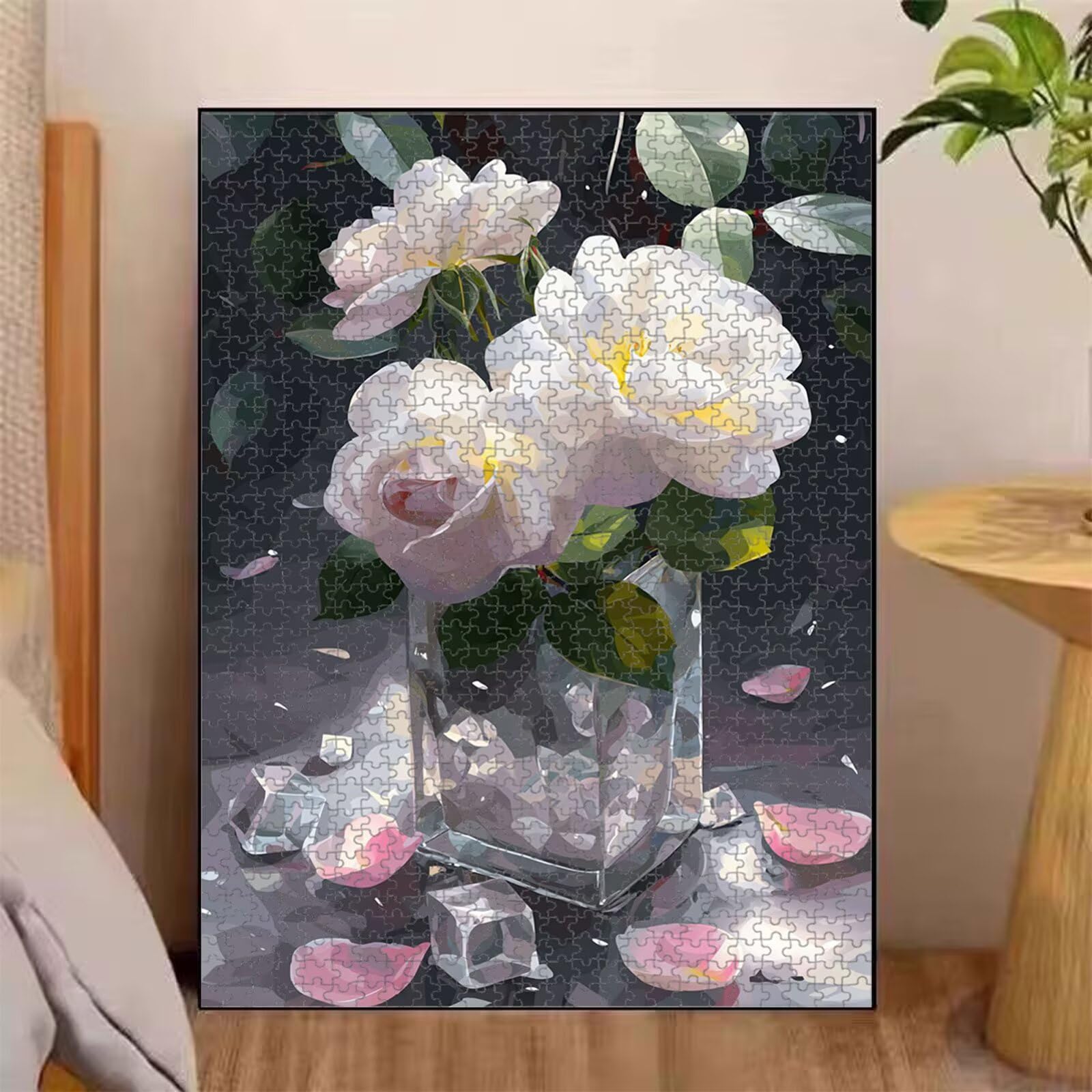 1000 Pièces Puzzle Adulte Roses & Paysage Puzzle en Bois Robuste 1T#2547 | Puzzle en Bois, Découpe de Précision, Encres aux Couleurs Vives, Loisir Relaxant, Décoration Intérieure, Cadeau, 50x75cm