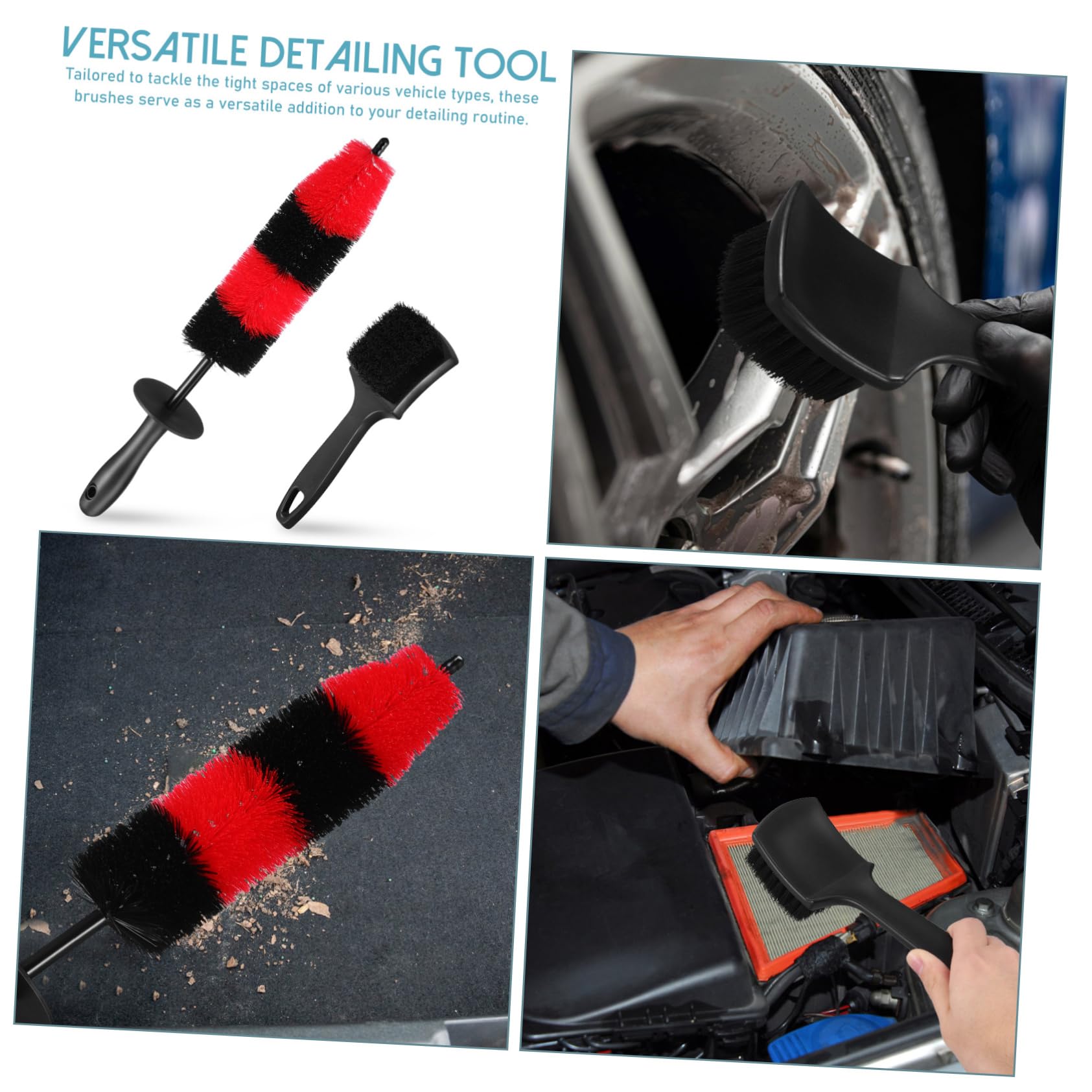 Spazzola per Pulizia Ruote Pp per Pneumatici e Cerchi | Testa Flessibile, Leggera e Design Ergonomico, per Garage e Routine di Detailing