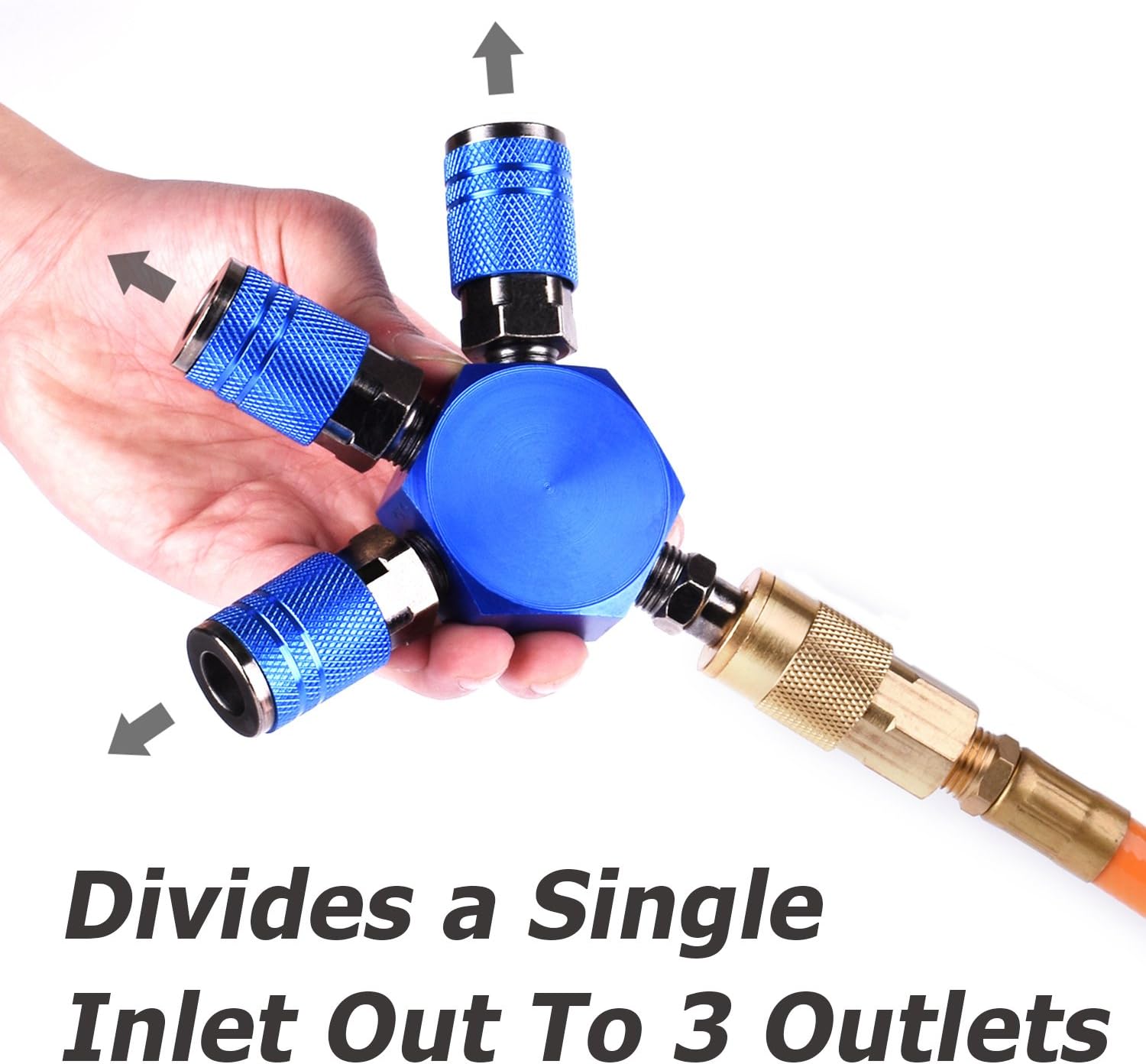 WYNNsky Air Splitter, 3-Way Manifold with 3 Pieces Industrial Coupler and Plug, Air Compressor Hose Accessories Quick Connect Fittings