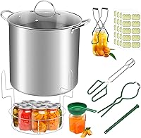 Fulgutonit 21.5 QT Stainless Steel Canning Pot with Rack, Lid & 6-Piece Tools Set - Beginner Water Bath Canner Kit