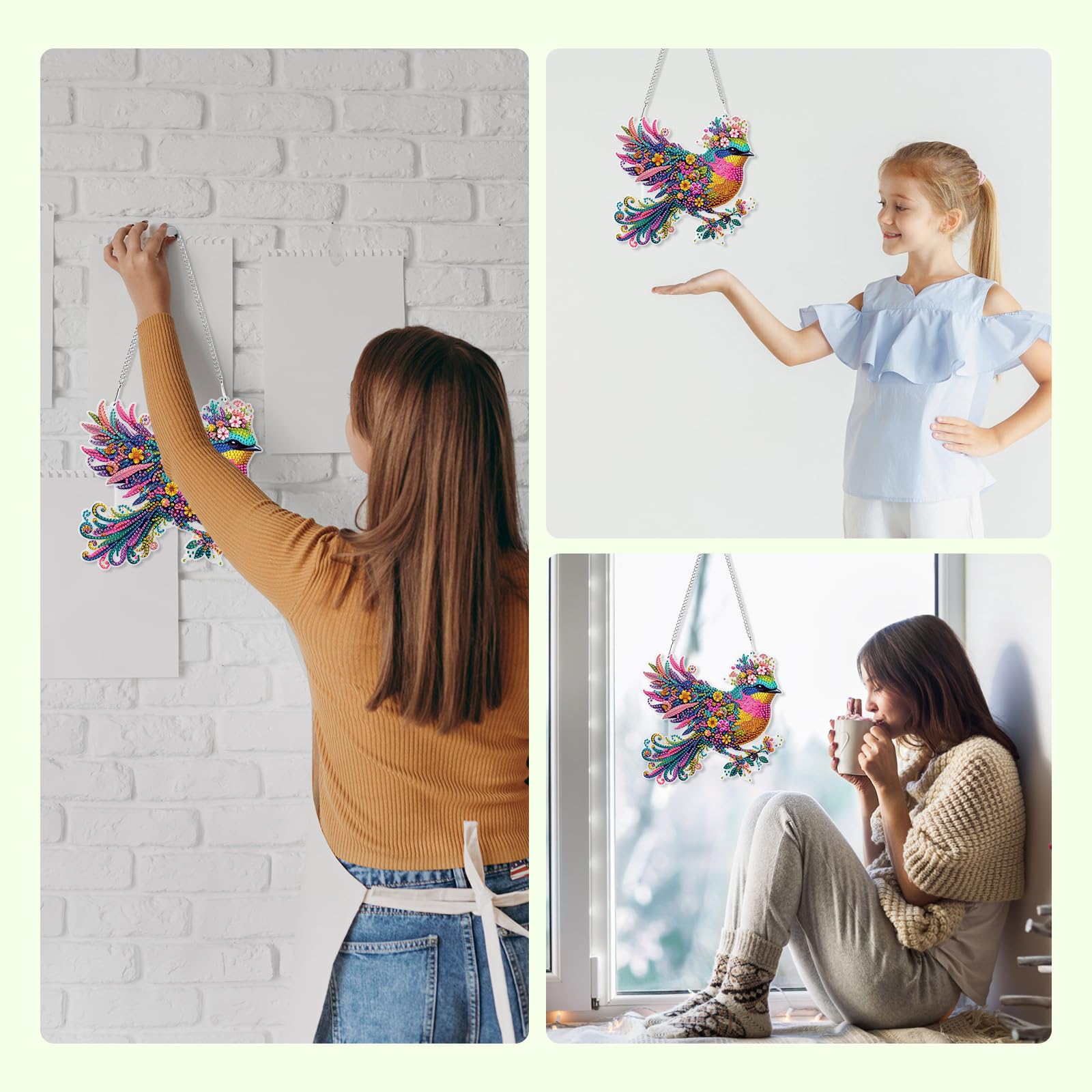 RICUVED Beautiful Bird Hanging Diamond Art Painting Pendant Kits - Image 3