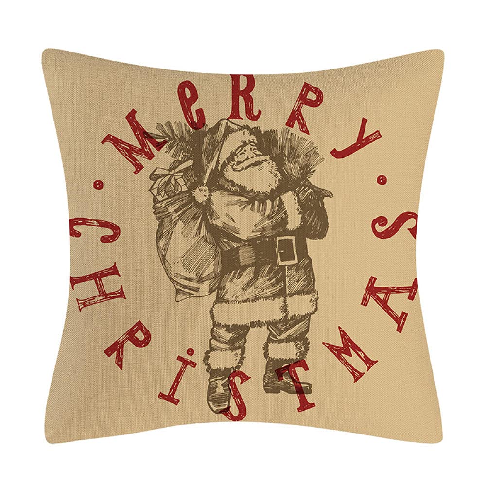 4 Piezas Funda de Almohada 65x65cm Navidad Retro Fundas de Cojín Terciopelo Sencillo y Decorativo para Sofá Camas Dormitorio Coche Lino Cojines Throw Pillow Covers （26x26in）