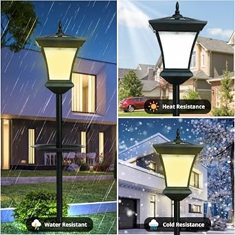HoldOneLight Waterproof Solar Lamp Post Light, 80 High Lumen Garden Pathway Light with Planter, Ideal for Driveways, Lawns, Front/Back Doors 6000K (Single-Head) [Energy Class A]