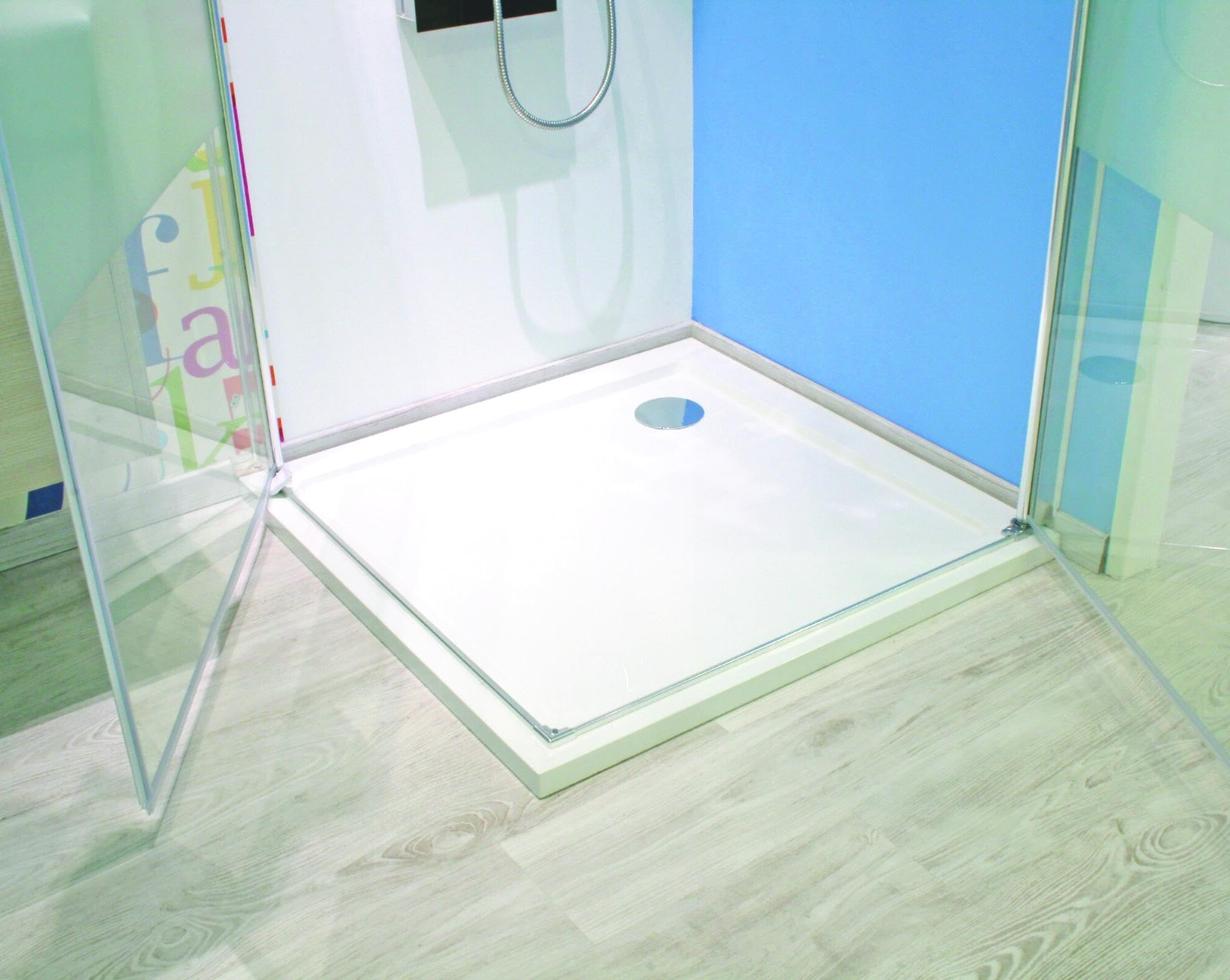 Plato de Ducha BULL, Resina, Extraplano, 80 x 80 x 4 cm, Blanco