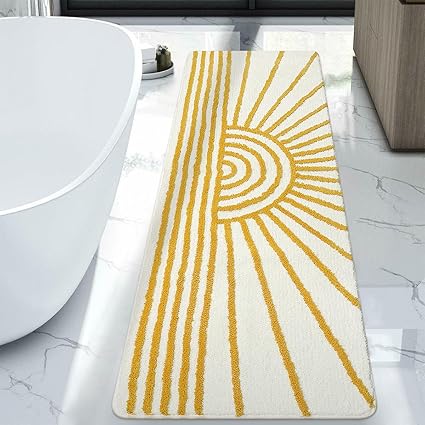 Amazon.com: Uphome Bath Mat Runner, Yellow and White Sun Extra Long ...
