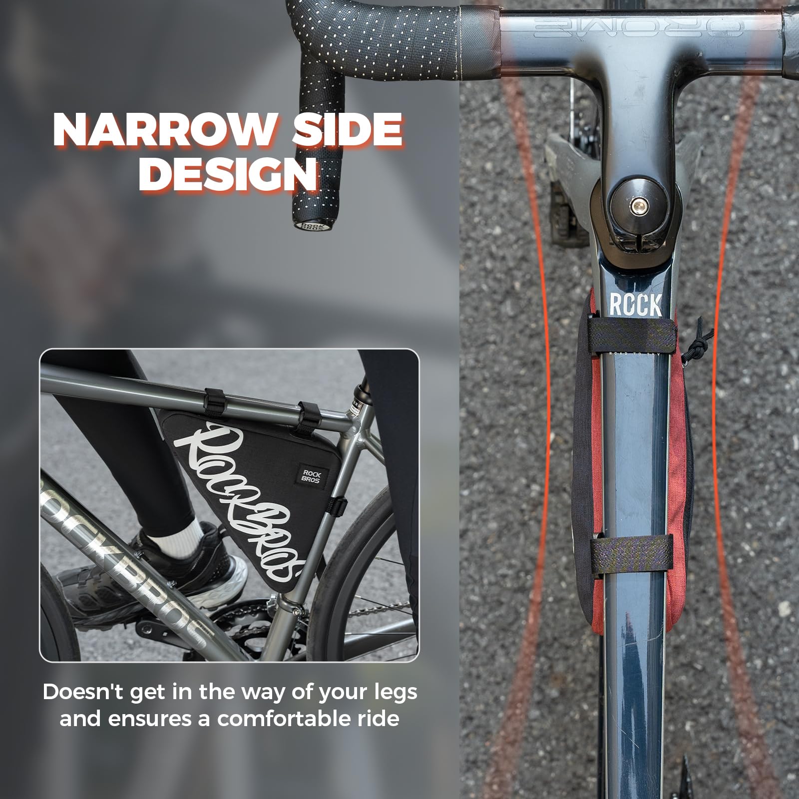 ROCKBROS Torba na Ramę Rowerowa do Rowerów Szosowych MTB E-bike Worek Trójkątny na Narzędzia Rowerowe 0.8L Niebieski