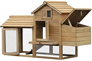 PawHut Wooden Coop with Nesting Box for Chickens