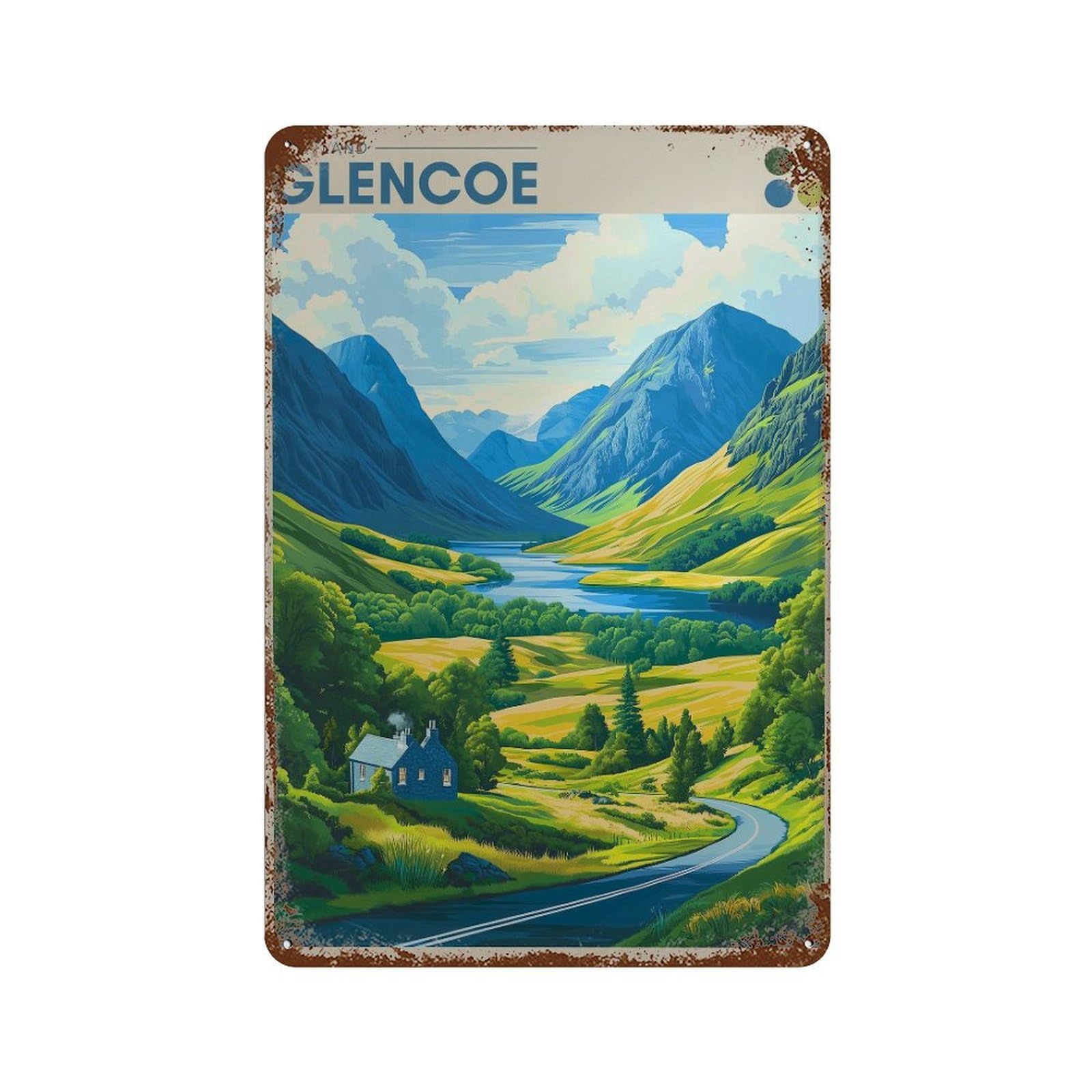xiaoxiaoshen Glencoe Scotland Travel Highlands Wall Decor Art Metal Tin Poster Modern Home Decor Art Home Bar Shop Decorations Vintage Sign 30x20cm
