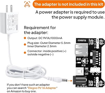ELEGOO Electronics Fun Kit with Power Supply Module, Jumper Wire, Precision Potentiometer, 830 Points Breadboard for Arduino, Raspberry Pi, STM32, Datesheet Available