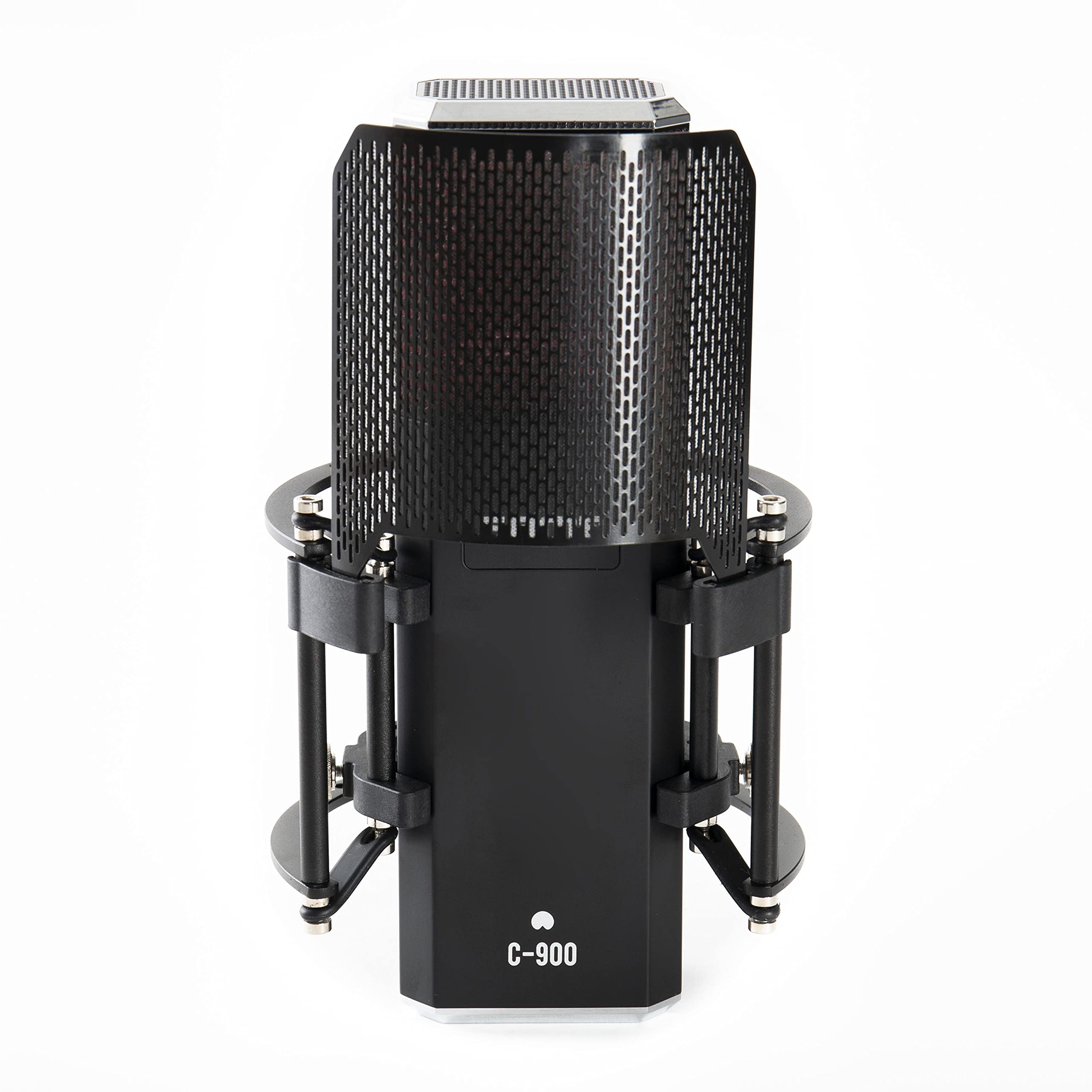 Fame Audio Studio C-900, Großmembran Kondensatormikrofon, Schwarz, Nierencharakteristik, 20-20.000Hz, 135dB SPL, 12.5mV/Pa, XLR, 48V, inklusive Spinne und Poppschutz, für Vocal/Gesang und Heimgebrauch