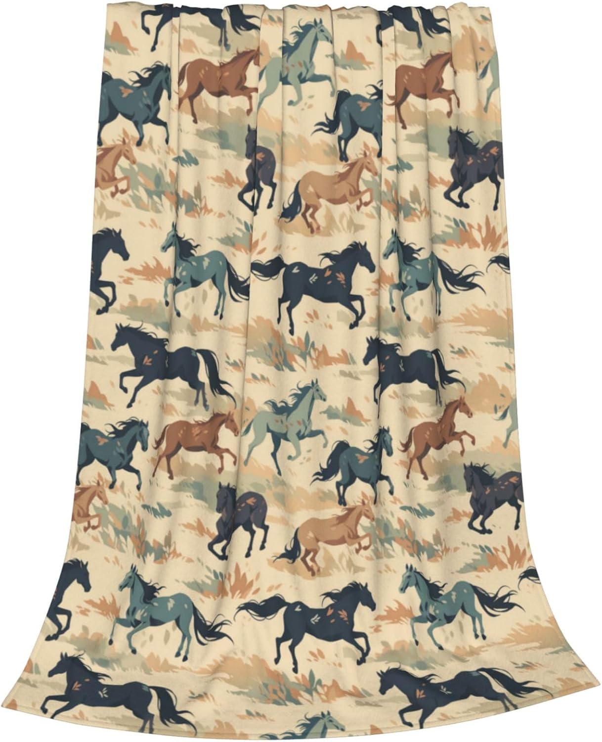 Horse Blanket Animal Grass Pattern Print Flannel Throw Blankets for Home Couch Bed Sofa Soft Fuzzy Lightweight Decor Gifts for All Season 60x50 Inches - Image 2