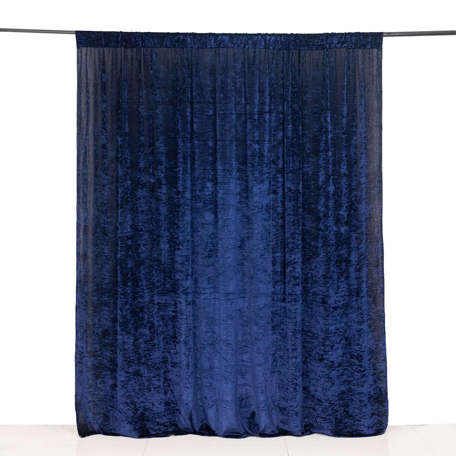 Efavormart 8Ft H x 8Ft W Premium Navy Blue Velvet Backdrop Curtain Panel Drape Background for Events