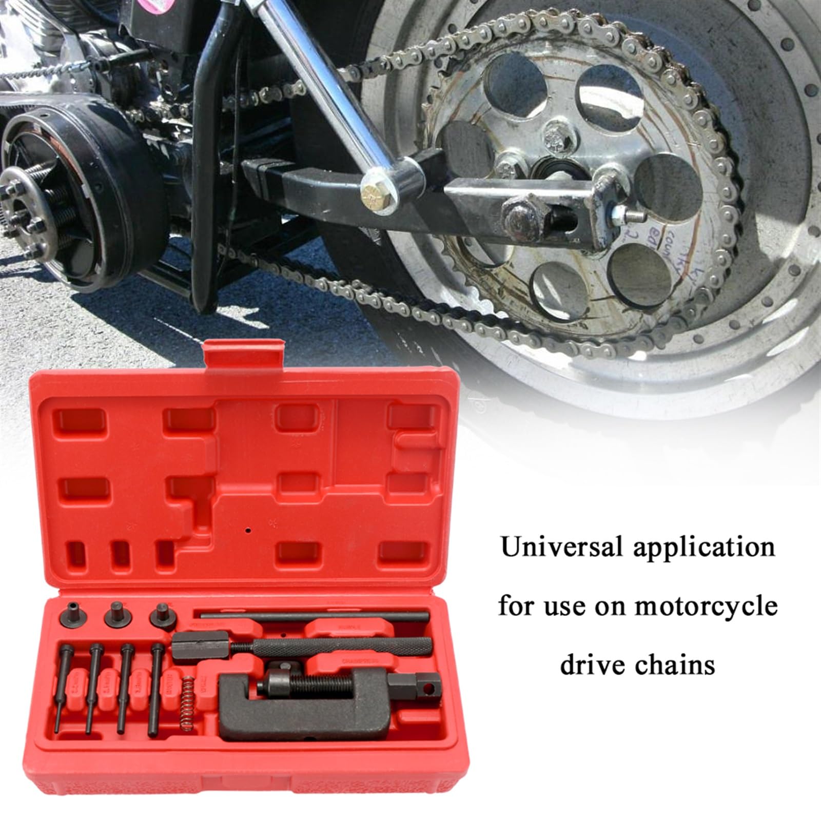 Zestaw narzędzi Łańcuch motocyklowy Splitter Link Breaker Link Riveter Uniwersalny zestaw narzędzi do nitowania rowerów Zestaw narzędzi do domu