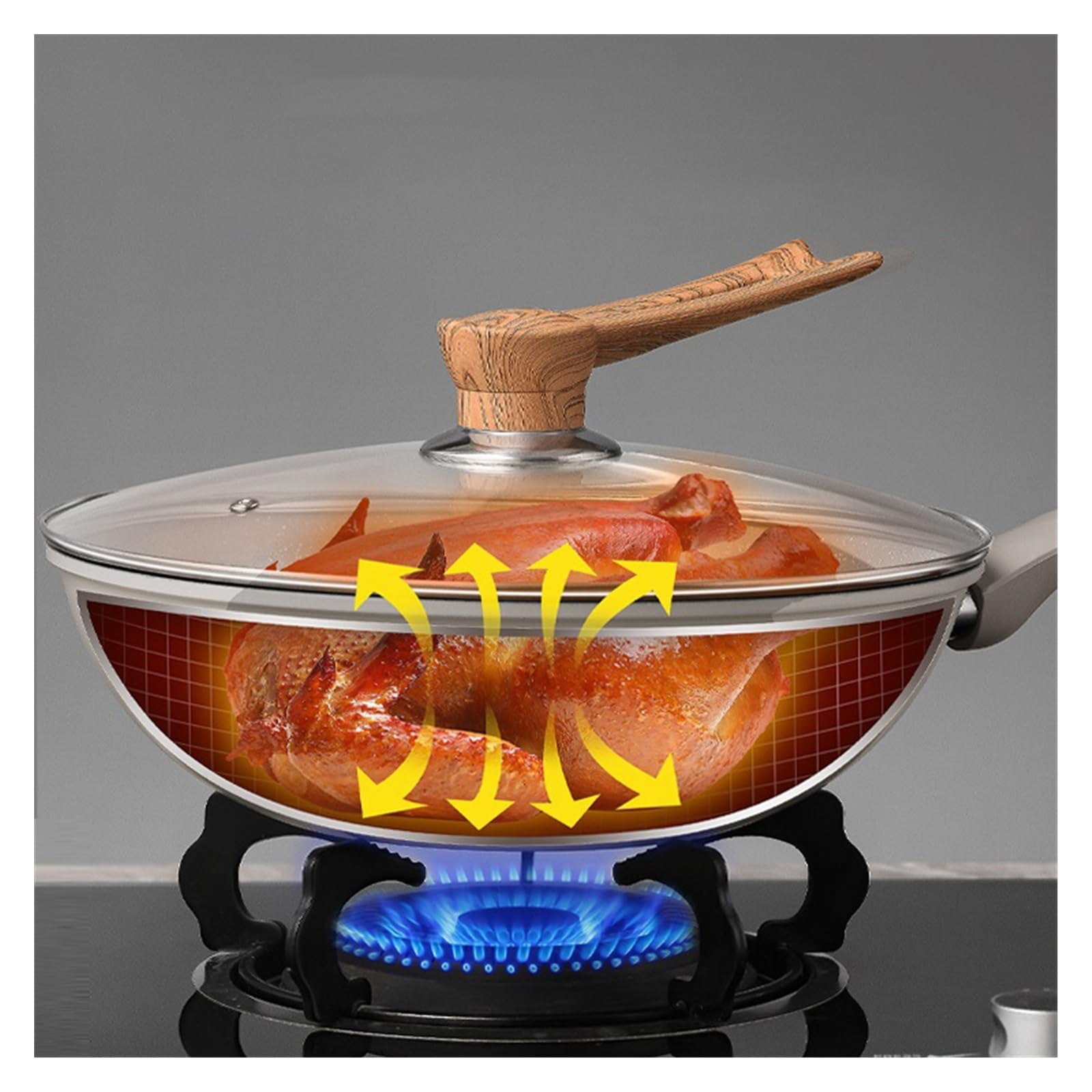 Coperchio universale per padelle, 16-32 cm, coperchio per padelle con manico lungo, coperchio per padelle, coperchio a cupola per cottura, coperchi in vetro per pentole, coperchio di ricambio per pent