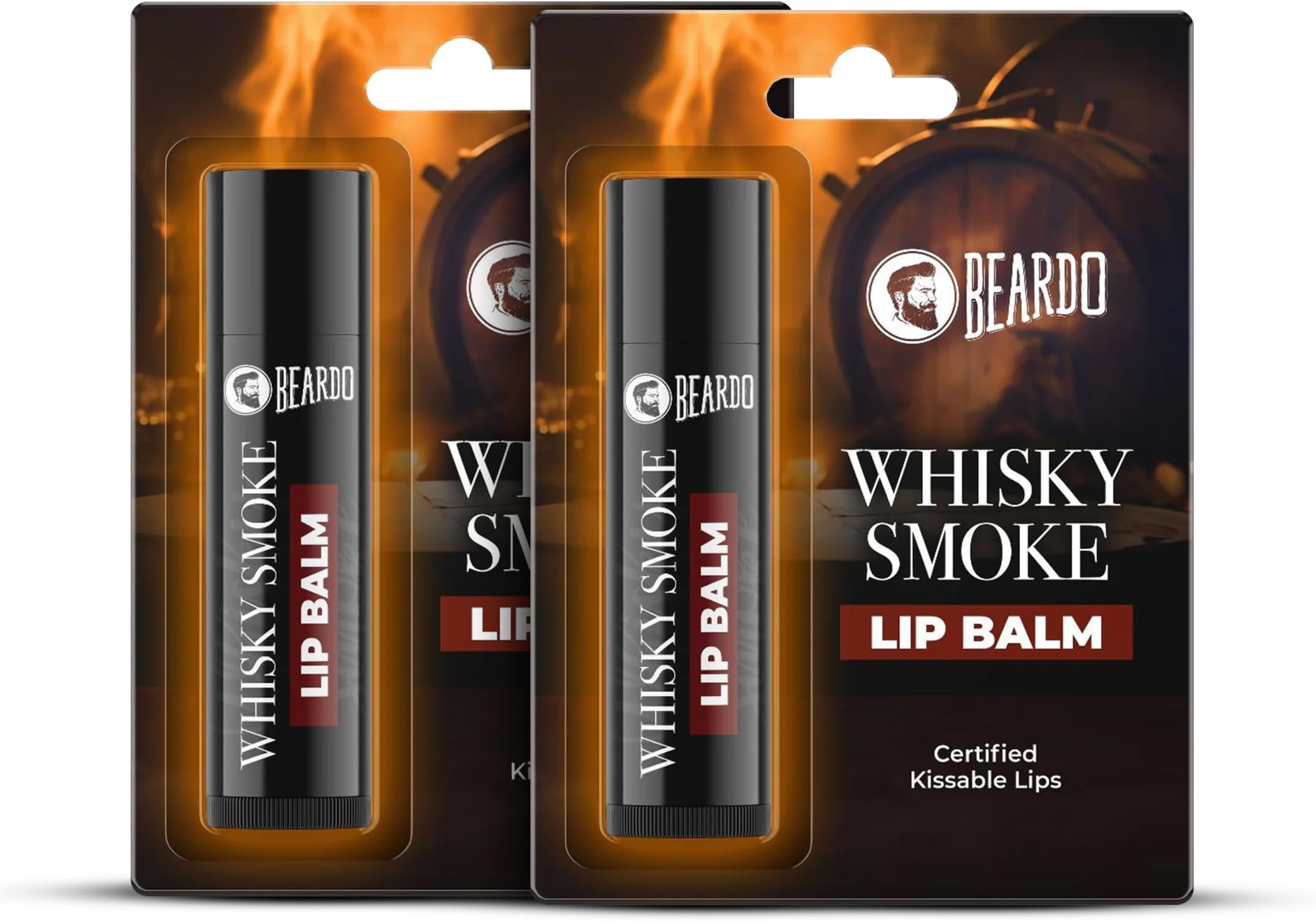 BEARDO Whisky Smoke Lip Balm for Men, 4g (Pack of 2) | Moisturizes & Soothes Dry, Cracked & Chapped Lips | Enriched with Vitamin E, Shea Butter & Coffee | Non Glossy, Non Tinted | for Men - Daily Use