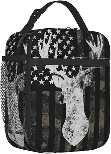 Miniatura 9 de Lonchera con bandera estadounidense para motocicleta, para hombres y mujeres, bolsa de almuerzo de motocross para niños, portátil, reutilizable,