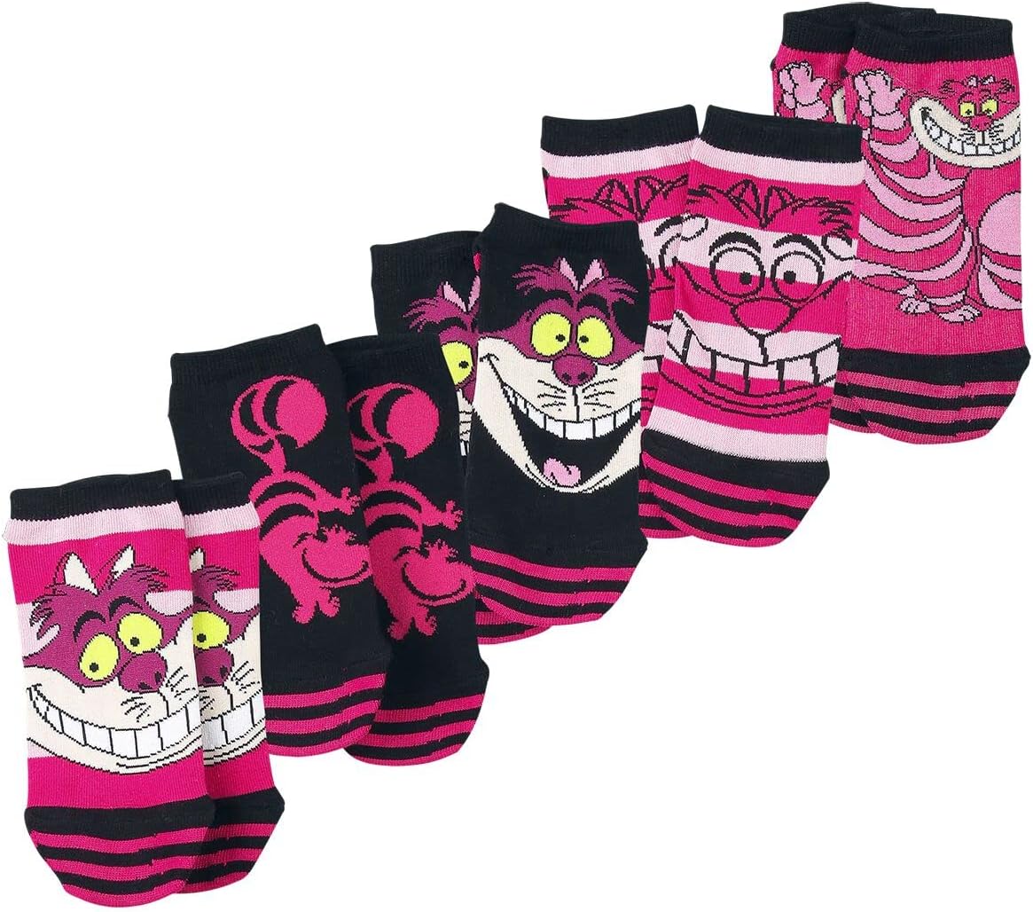 Alice in Wonderland Cheshire Cat Women Socks Pink-Black EU 35-38