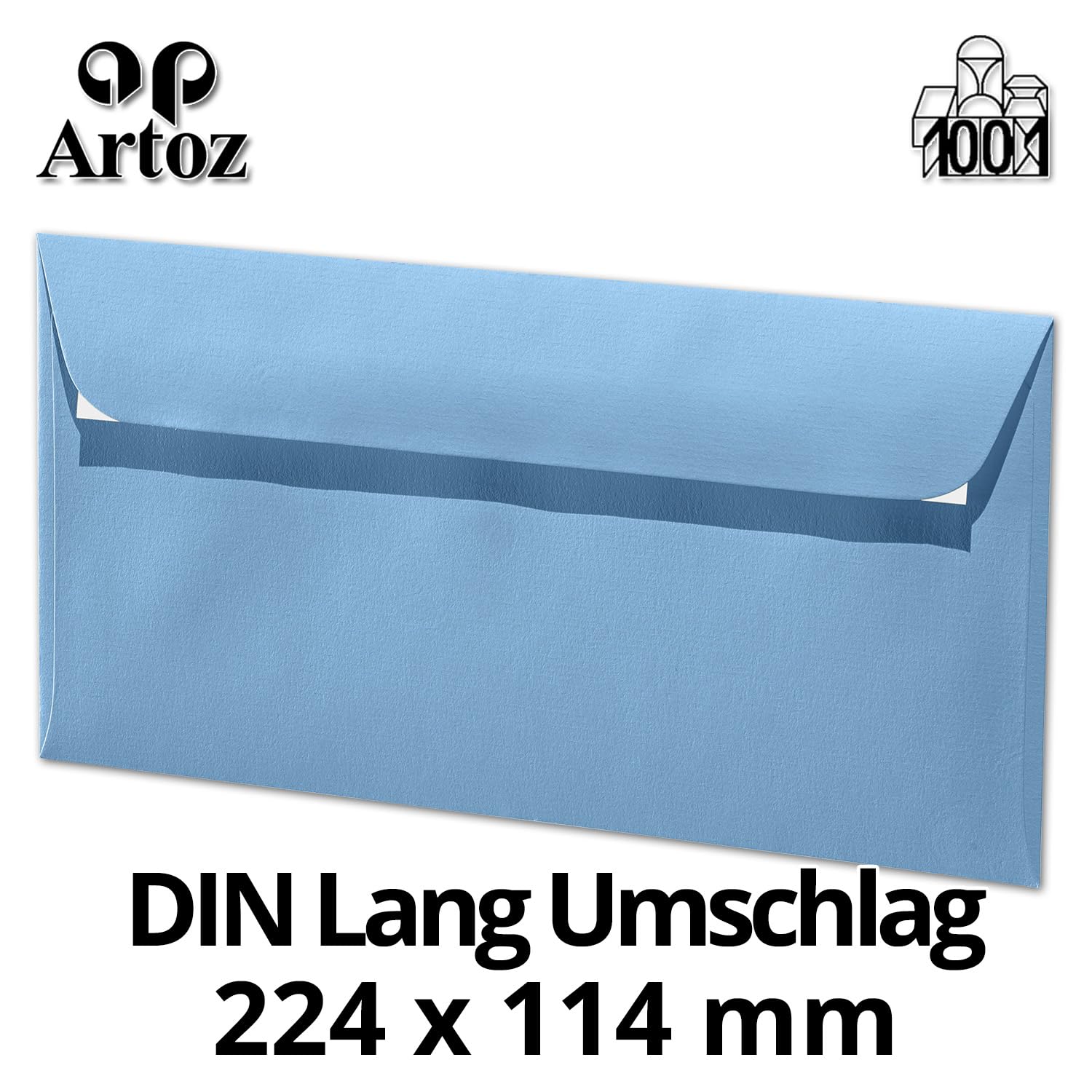 ARTOZ 200 x koperty DIN długie Mariański błękit 100 g/m² samoprzylepne - DL 224 x 114 mm - koperta bez okna - koperty z klejem do odrywania