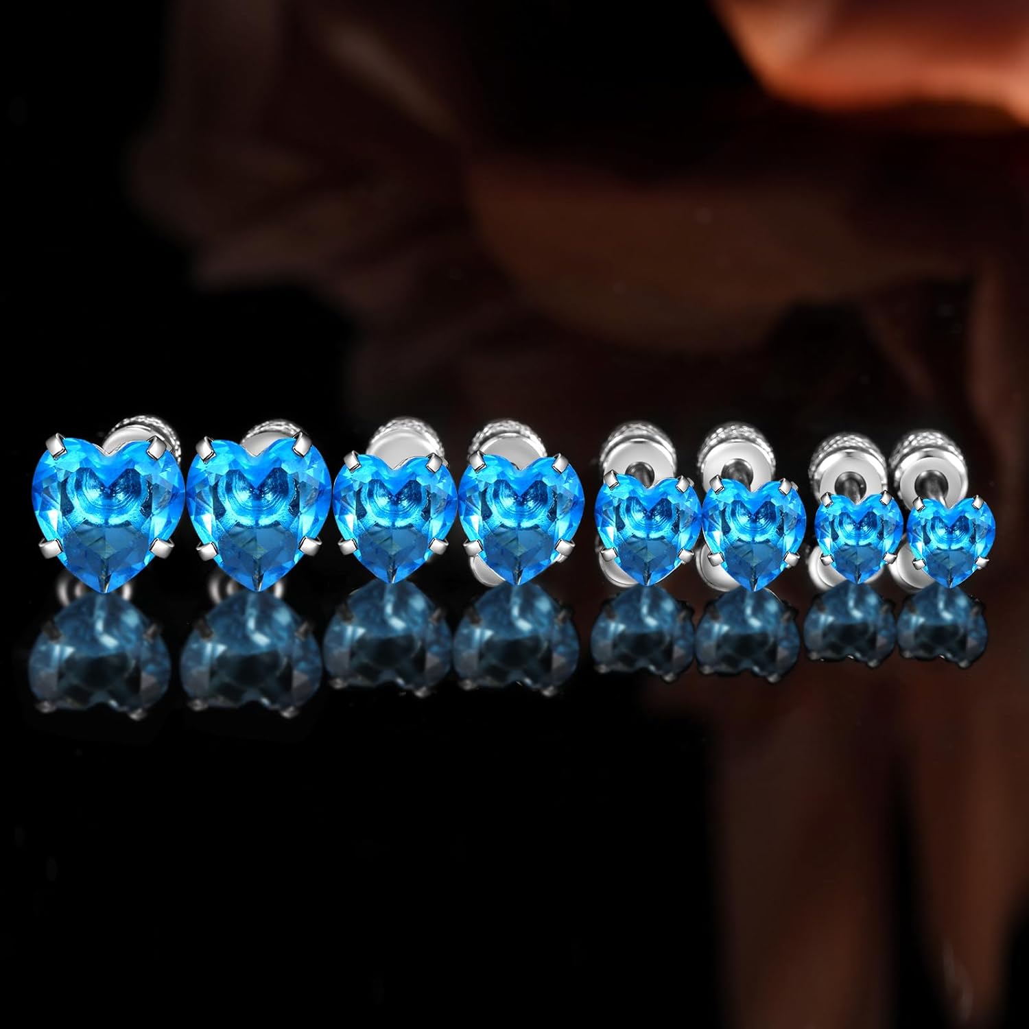 VOLUKA Valentine's Day Pack of Titanium Heart Shape Cubic Zirconia Screw Back Stud Earrings for Women Hypoallergenic - Image 2