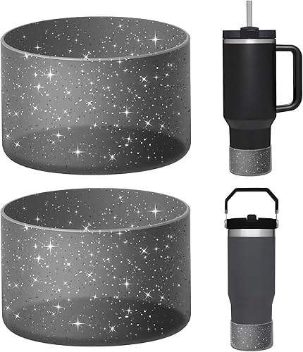 WUQID Paquete de 2 botas de silicona brillantes para Stanley Quencher H2.0 y IceFlow Flip de 20 onzas, 30 onzas, 40 onzas, reduce abolladuras