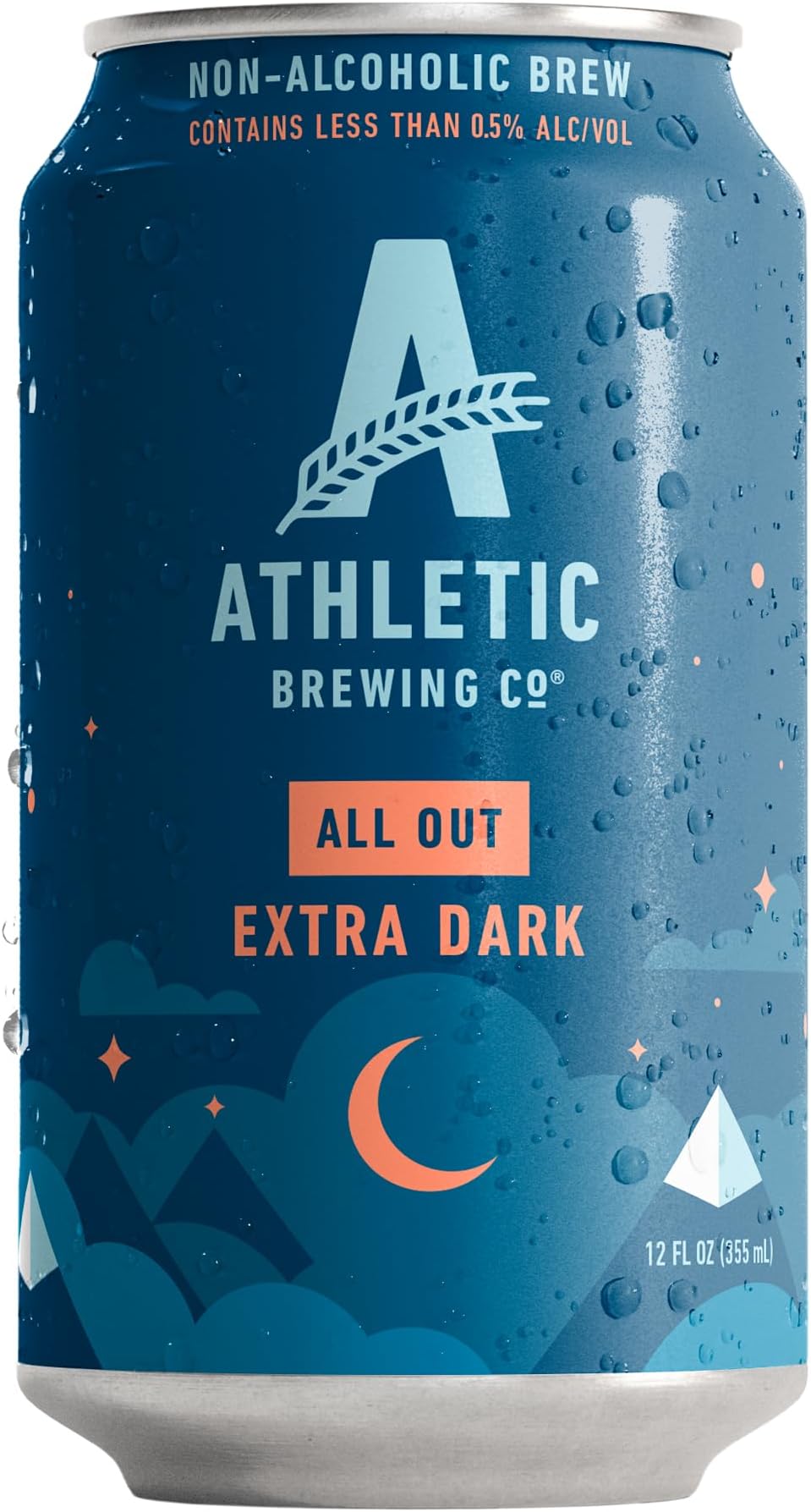 Craft Non Alcoholic Beer, Extra Dark Brew With Coffee & Chocolate Notes, Pair With Meat, Dried Fruit or Dessert, Vegan, All Out, 12 Pack, 12 FL Oz Cans