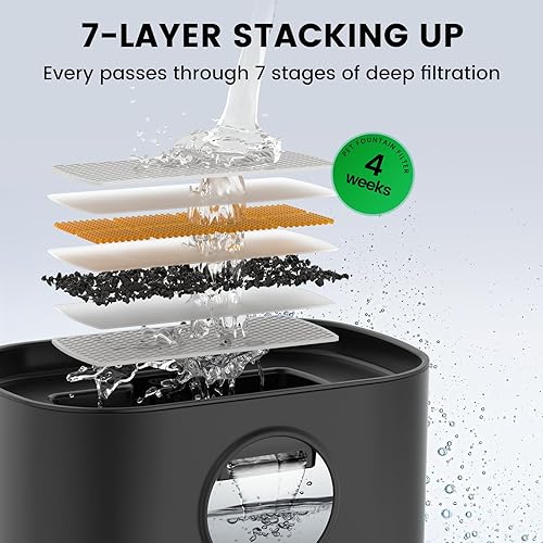 Miniatura 2 de Fuente de agua para gatos, fuentes de agua inalámbricas con detección de radar para gatos en interiores, bomba inalámbrica a pilas, filtro multicapa