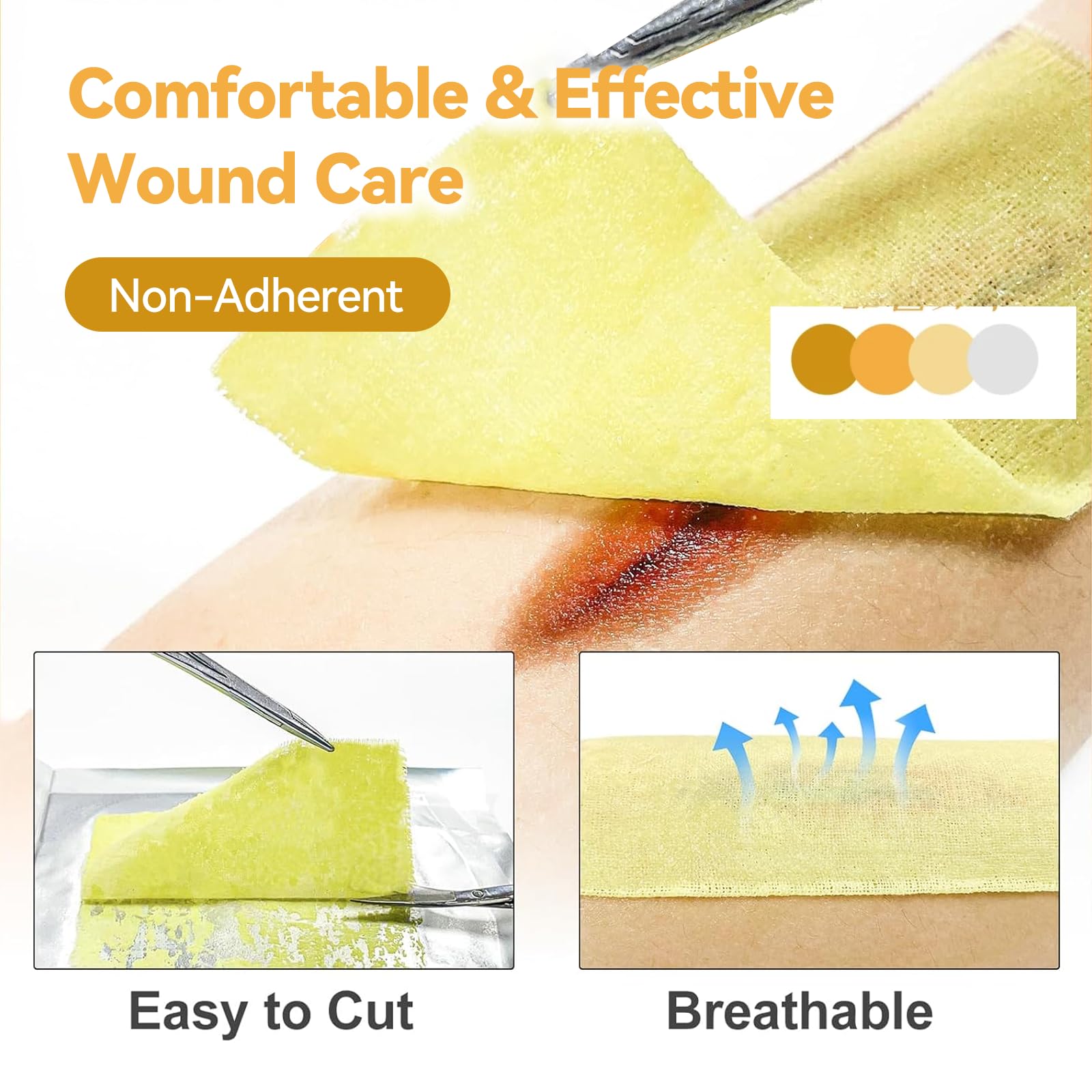 Jointown Xeroform Petrolatum Dressing Bandages, Soft Mesh Gauze Patch for Wound Care, Burns, Lacerations, Skin Grafts & Surgical Incisions, 1"x8", 10 Individual Pack — Amazon image 3
