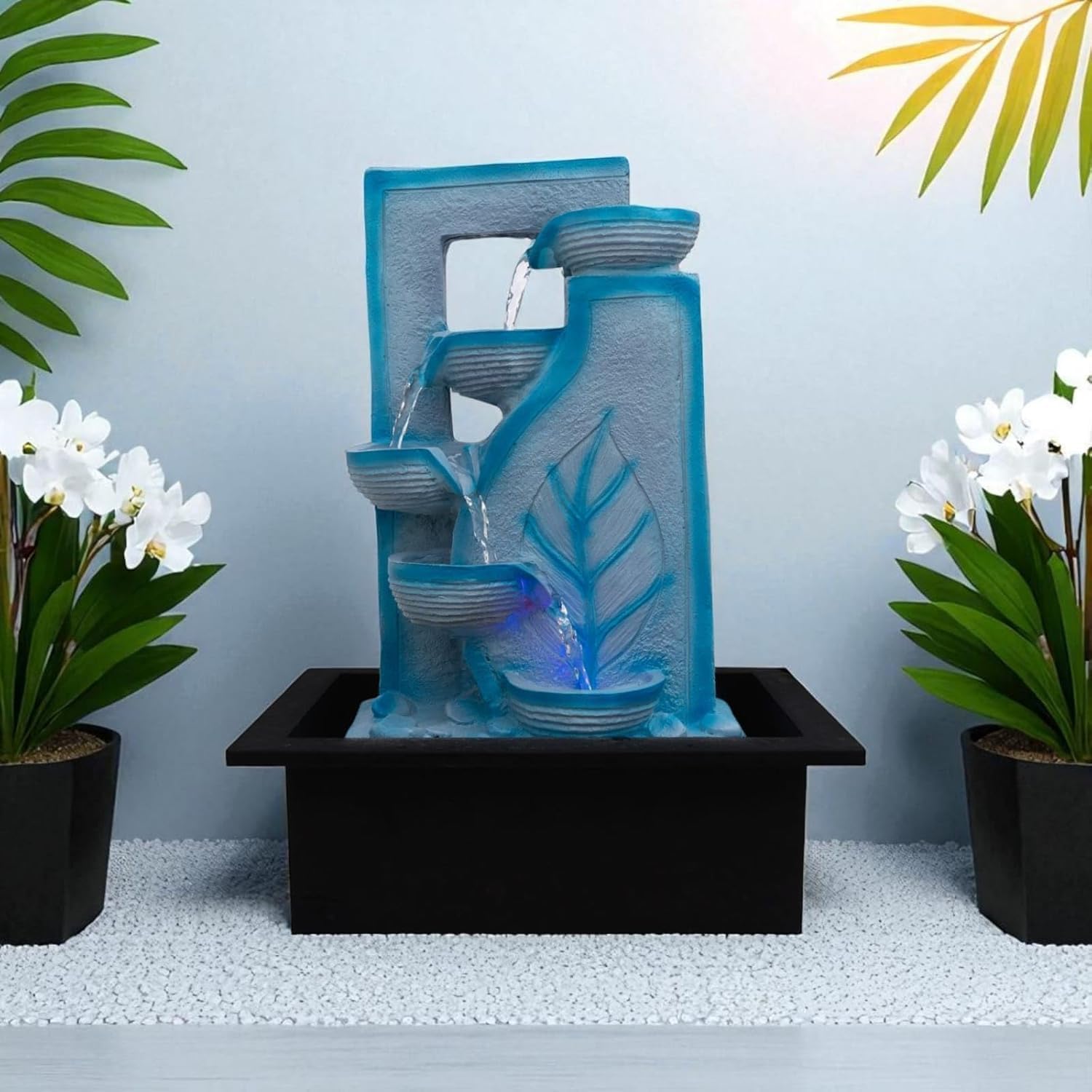 Tabletop Water Fountain Indoor with LED Light Mini Waterfall Fountain for Home Decor Office Desk Decoration Relaxation Meditation Decorative Water Fountain for Living Room Bedroom-image-5