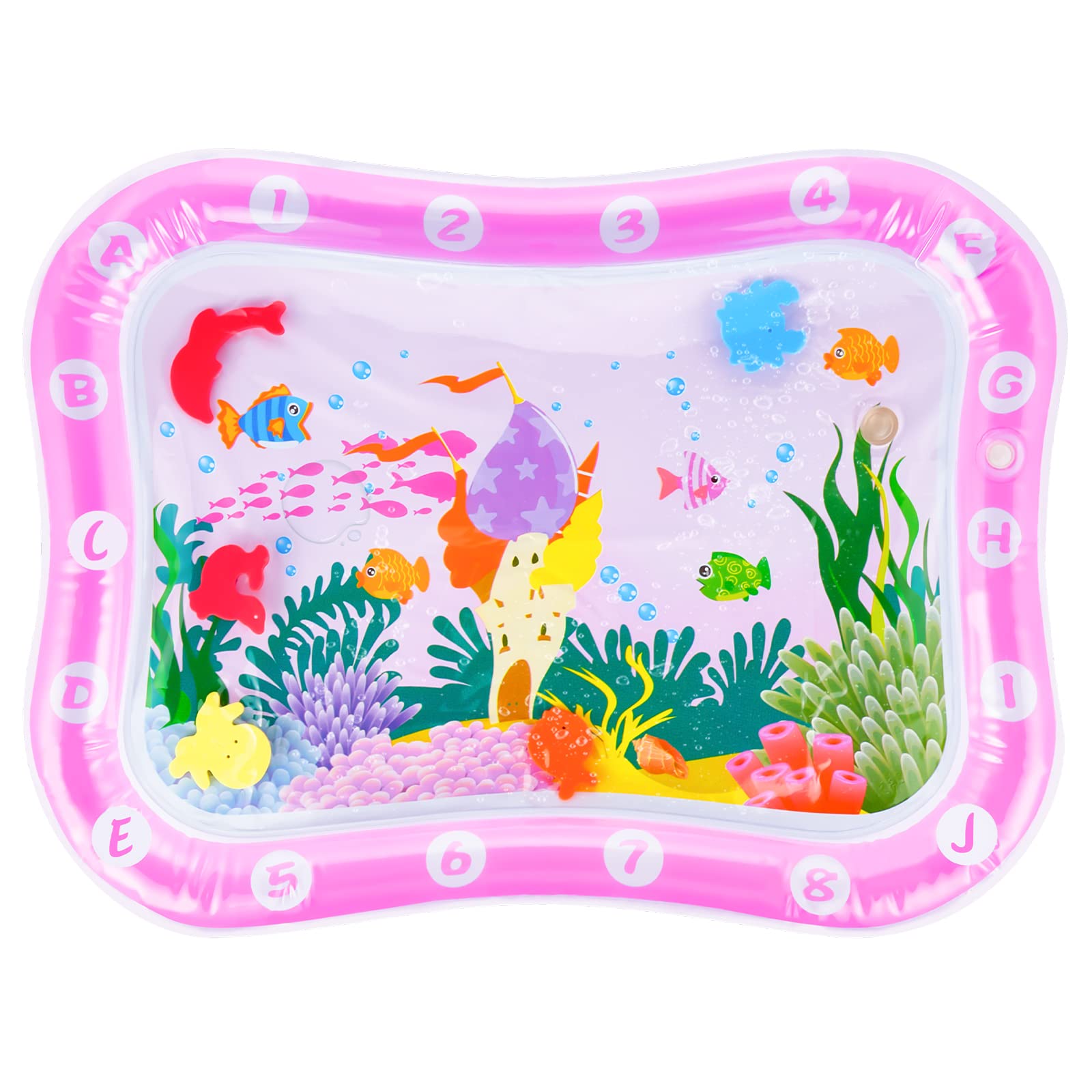 lunaoo Inflatable Tummy Time Water Mat for Babies, Foldable Water Mat Baby Sensory Toy for Infants Early Development, Educational Water Mat for Toddlers, Newborn Boys & Girls 3 6 9 Months (Pink)