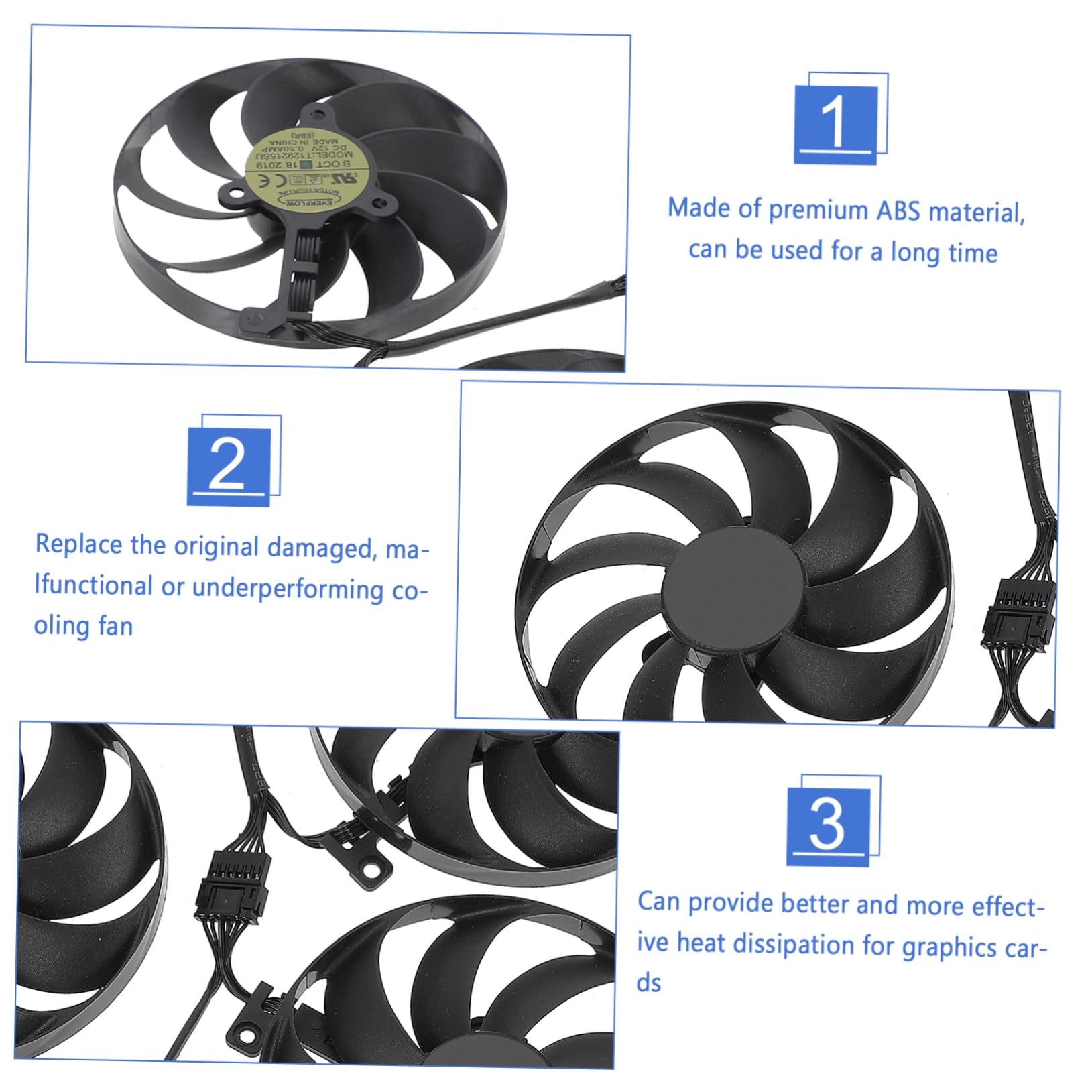 NUOBESTY 2 Juegos De Ventiladores De Refrigeración Para Tarjetas Gráficas Gpu Ordenador Radiador Enfriador Eléctrico Abs