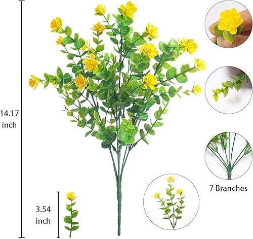 Miniatura 2 de Flores artificiales para exteriores, 12 racimos de flores artificiales resistentes a los rayos UV, flores de plástico decorativas para interiores y