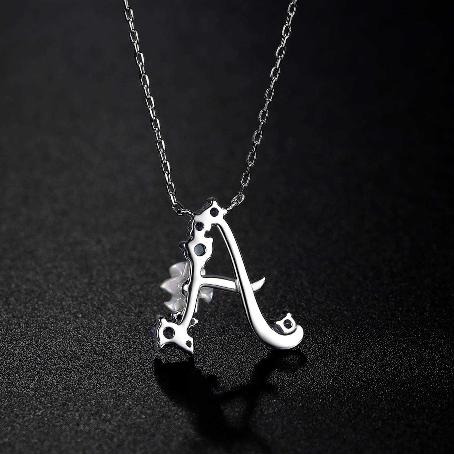 VIKI LYNN Initial Necklace for Women 925 Sterling Silver Initial A to Z Letter Pendant Necklace with Blue Flower Cubic Zirconia Birthday Engagement Gift for Women,Mom, Couple - Image 6