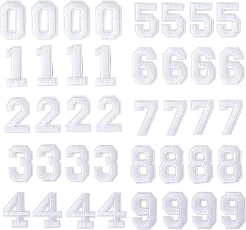 Miniatura 1 de AXEN 40 parches de números, parches de números del 0 al 9, planchar en números para ropa, mochila, sombrero, toalla, medias, zapatos, etc. Blanco