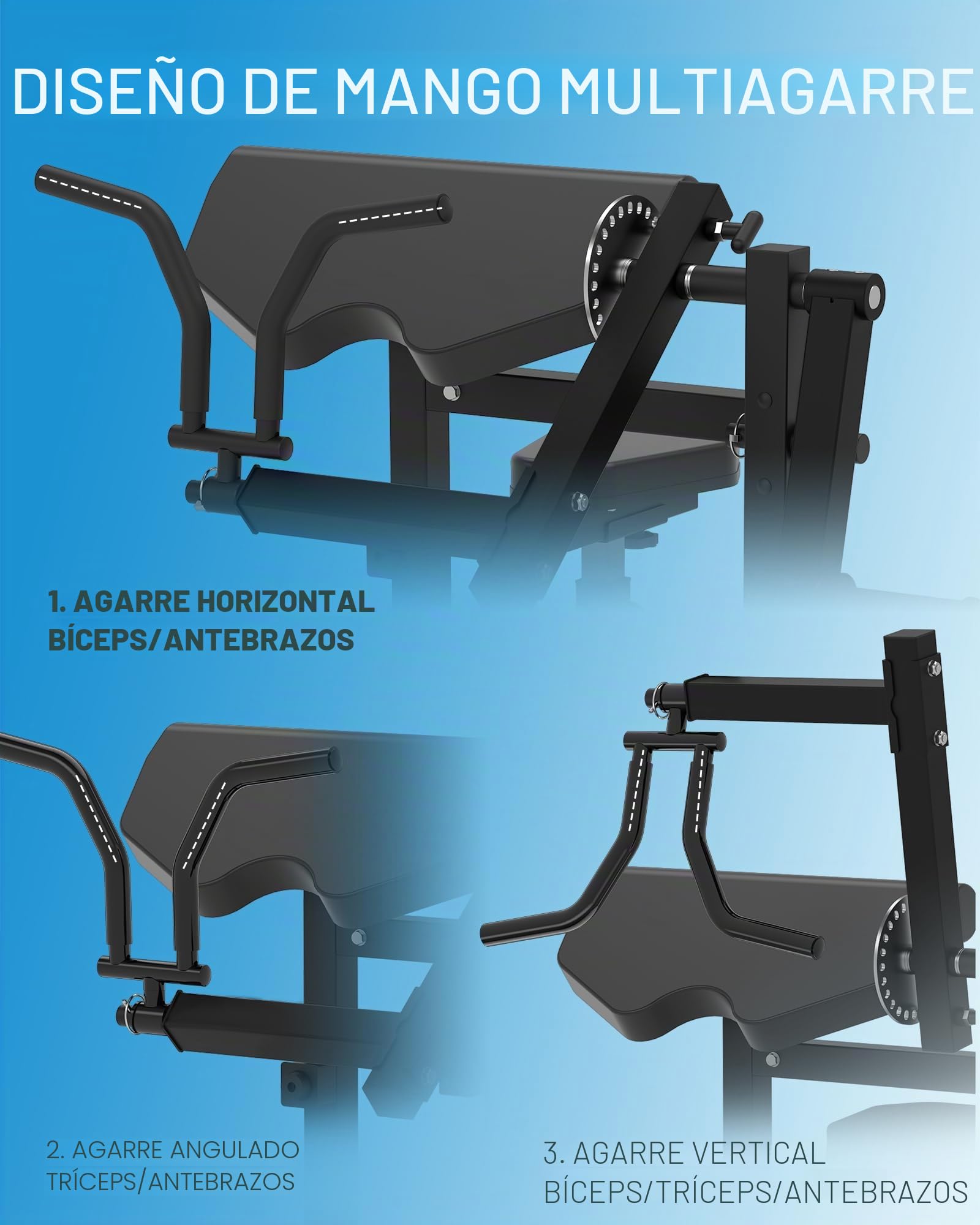 HVO Banco de Bíceps y Tríceps: Banco Ajustable 2-en-1 para Curl de Bíceps y Extensiones de Tríceps Sentado – Banco de Musculación para Entrenamiento de Brazos en Casa, Negro