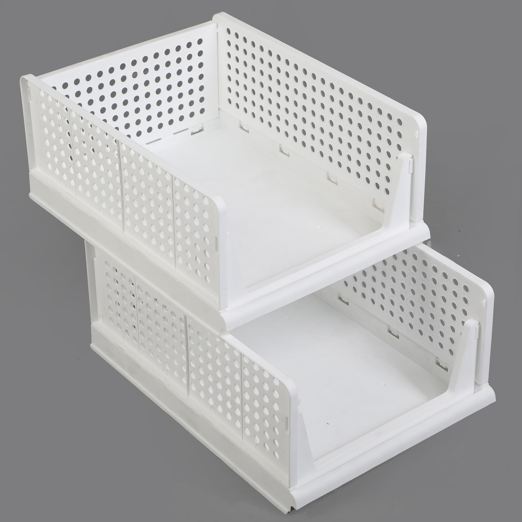 URBAN LUXYFoldable and Stackable Closet Organizer Drawer and,Multi Purpose Plastic Organizers for Shelf Space Usage for Home Organization and Storage (2PCS-Small)