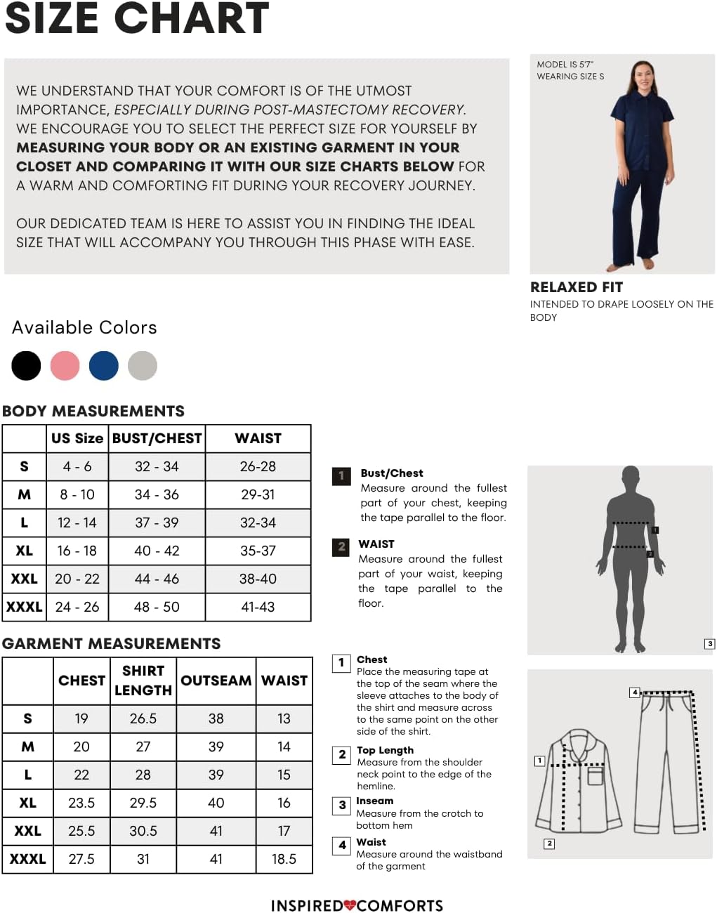 Inspired Comforts Post Surgery Mastectomy Recovery Pajamas Set with Internal Drainage Pockets - Image 4