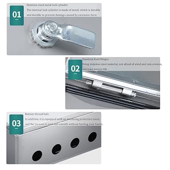 Weatherproof Electrical Boxes, Metal Junction Box 304 Stainless Steel Project Box Enclosure Control Box, Solar Pv Combiner Box Power Distribution Box, Pool Electrical Box with Galvanized Steel Plate