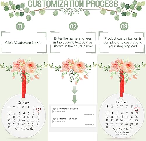 Miniatura 4 de Adorno personalizado para casados, adornos de Navidad, adorno de compromiso, adorno de boda, regalos de boda, regalos de boda, regalos de