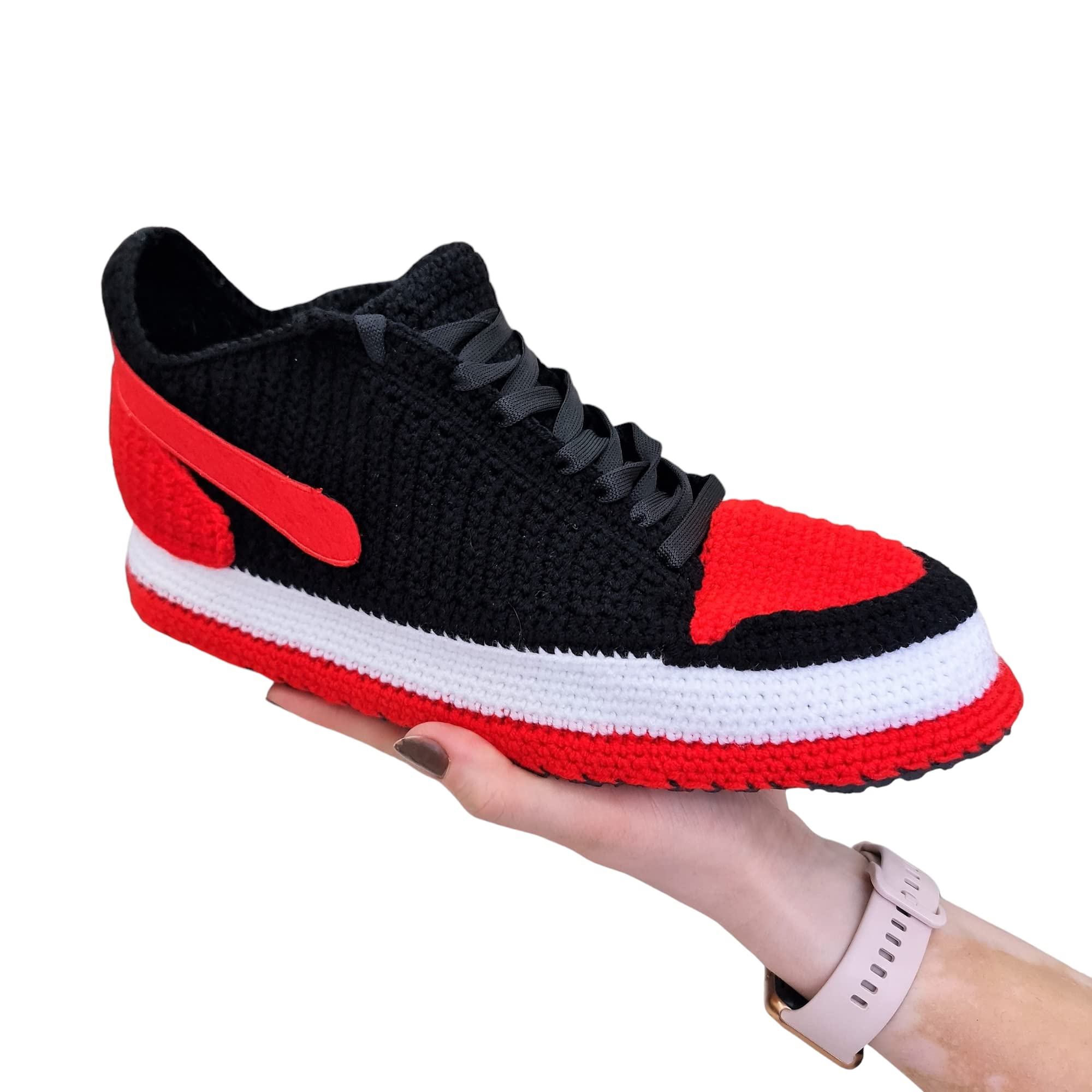 Hypebeast Sneakerhead Basketball Low Top Custom Slippers Handmade Retro Art Sneakers Cozy Knit Plush House Shoes for Men