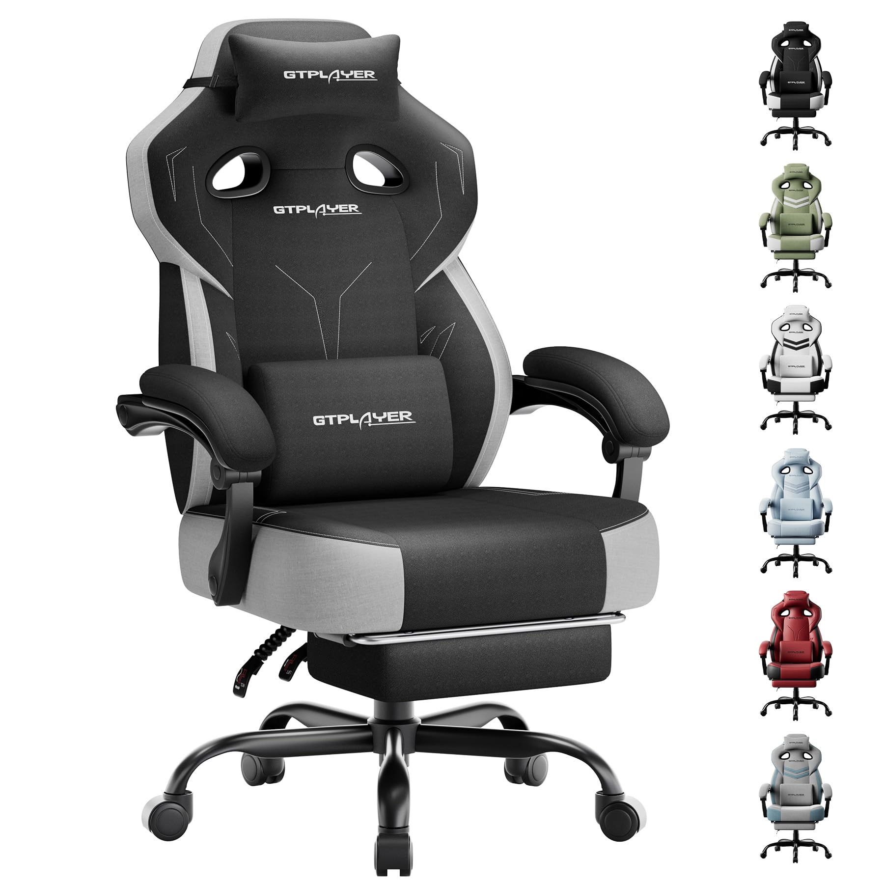 GTPLAYER Big &amp; Tall Gaming Chair, Wide Seat with Footrest, Charcoal