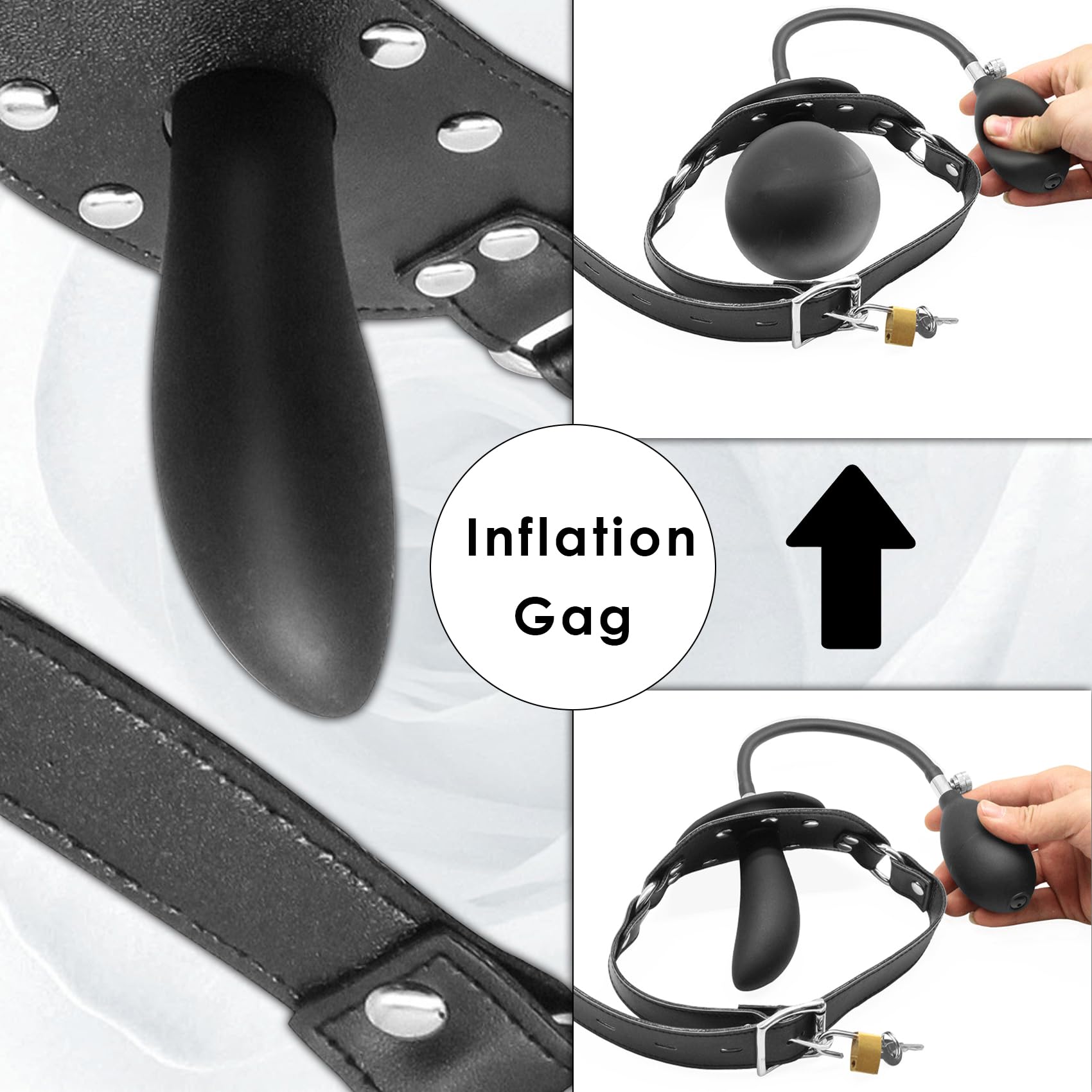 Mordaza Inflable Para Sexo Sm Bondage Dildo Grande Mordaza Para Pene Mordaza Dildo De Silicona Bola Inflable Juguete Sexual Fetiche Ajustable Mordaza Para Boca Para Mujeres