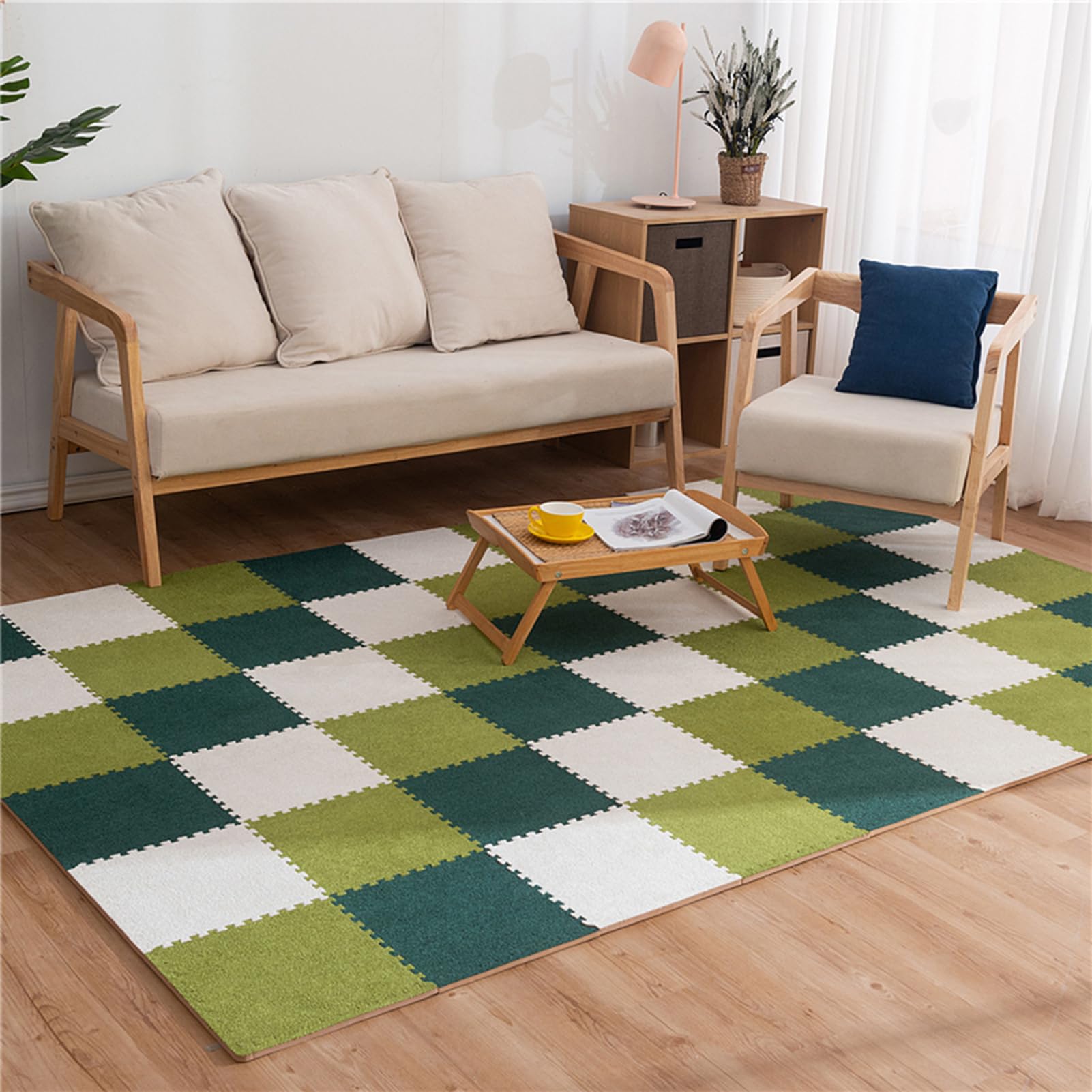 Dalles De Moquette Emboîtables 40 Pièces, Tapis De Sol en Mousse Puzzle, 0,39 Pouce D'épaisseur, Salon, Chambre à Coucher, Salon, 11,8 Pouces(Color:Gris Clair +Gris foncé