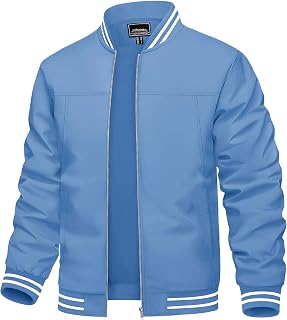 TACVASEN Men's Lightweight Windbreaker Bomber Jacket - Water-Resistant Zip-Up Coat for Spring Fall Outdoor Activities